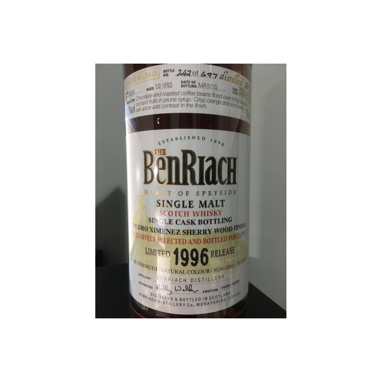 BenRiach Individual Cask Bottling 1996 19 Years Single Malt Whisky 3