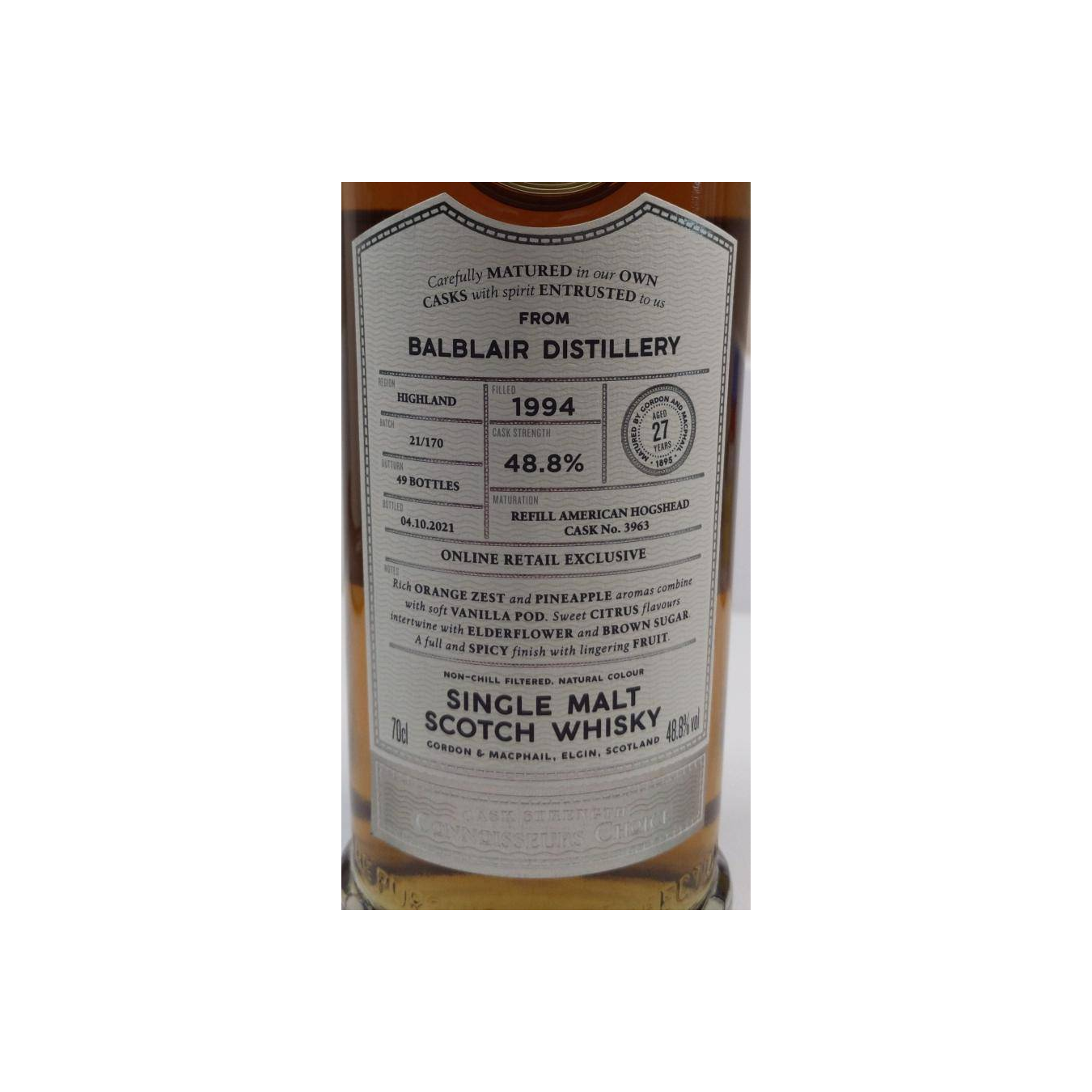 Balblair Connoisseurs Choice - Cask Strength 1994 27 Years Single Malt Whisky
