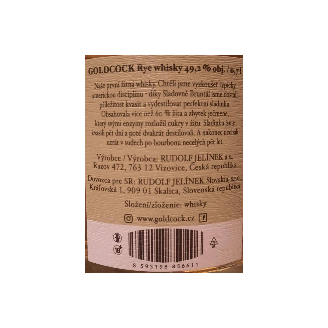 Gold Cock 4 Years Rye Whisky
