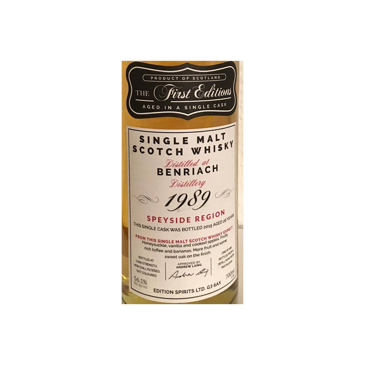 BenRiach The First Editions 1989 26 Years Single Malt Whisky 2