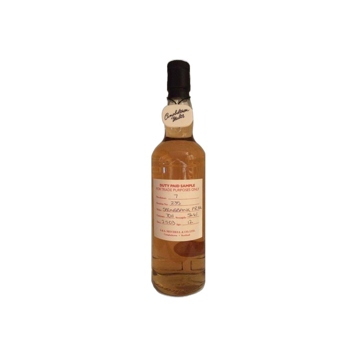 Springbank Duty Paid Sample - For Trade Purposes Only 2003 12 Years Single Malt Whisky