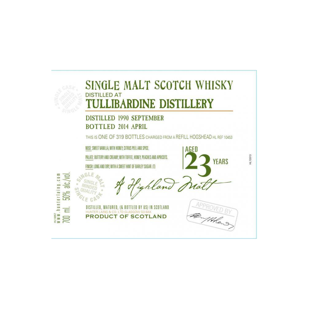 Tullibardine Old Malt Cask 1990 23 Years Single Malt Whisky