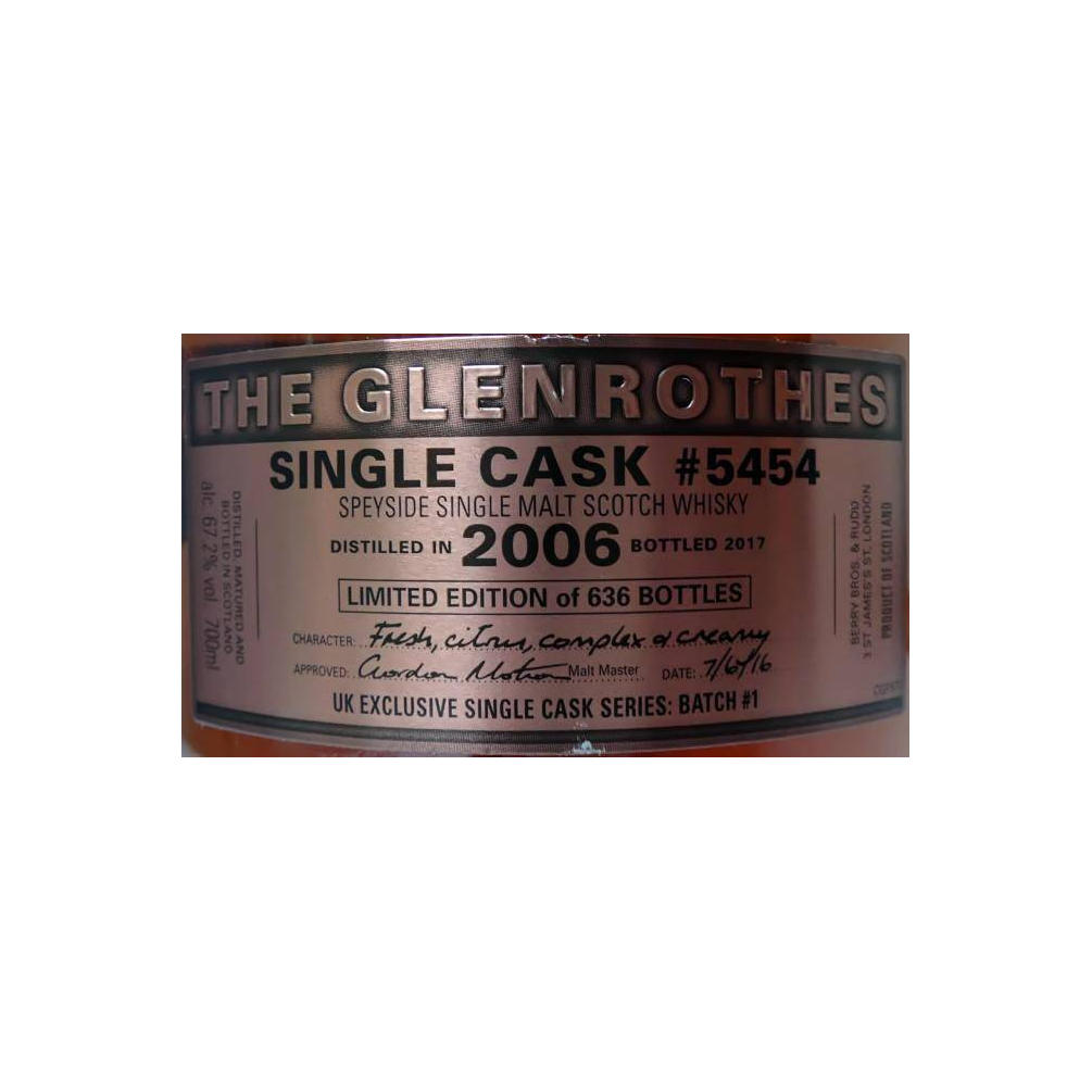 The Glenrothes Single Cask 2006 11 Years Single Malt Whisky 2