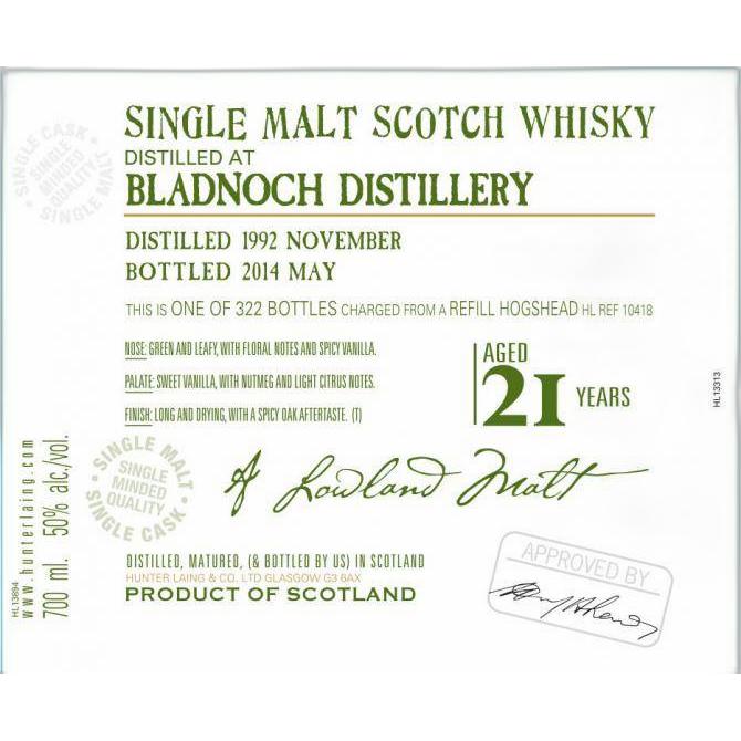 Bladnoch Old Malt Cask 1992 21 Years Single Malt Whisky 3