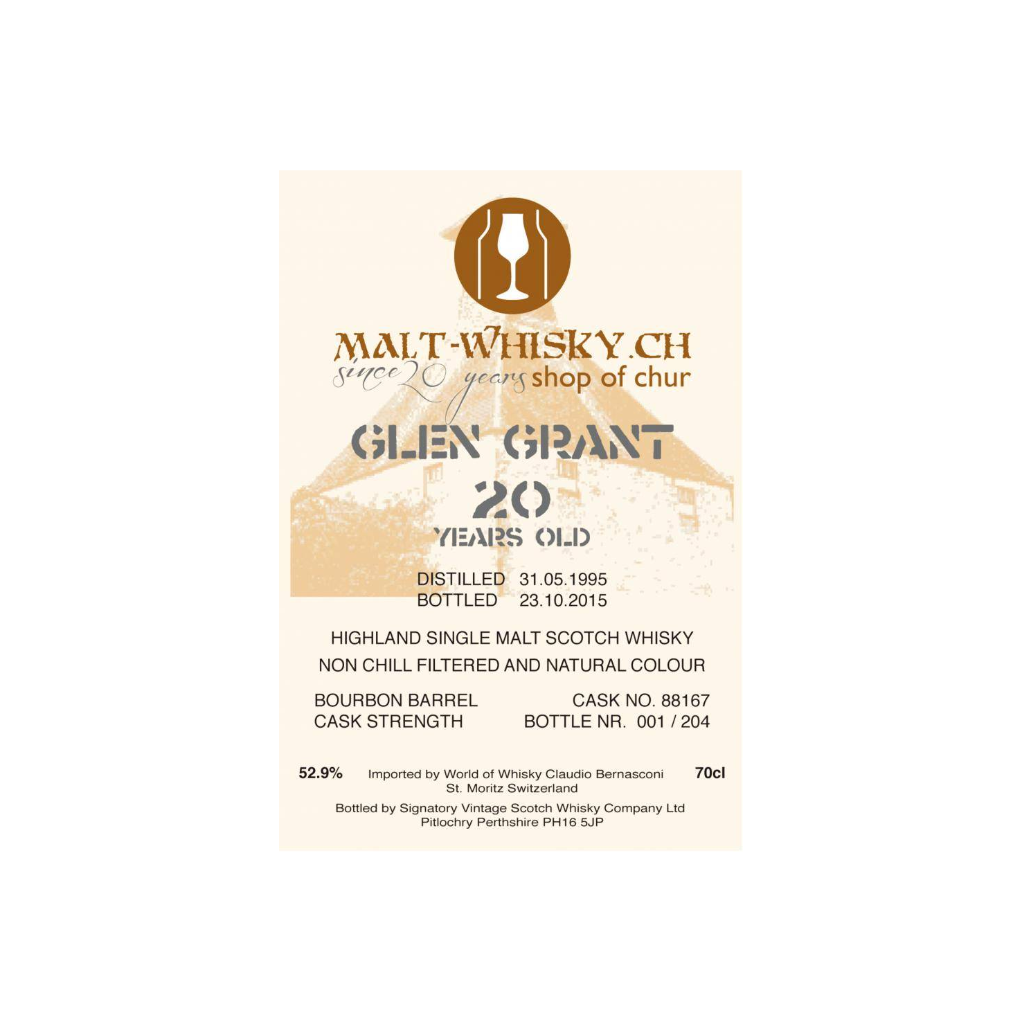Glen Grant 1995 20 Years Single Malt Whisky