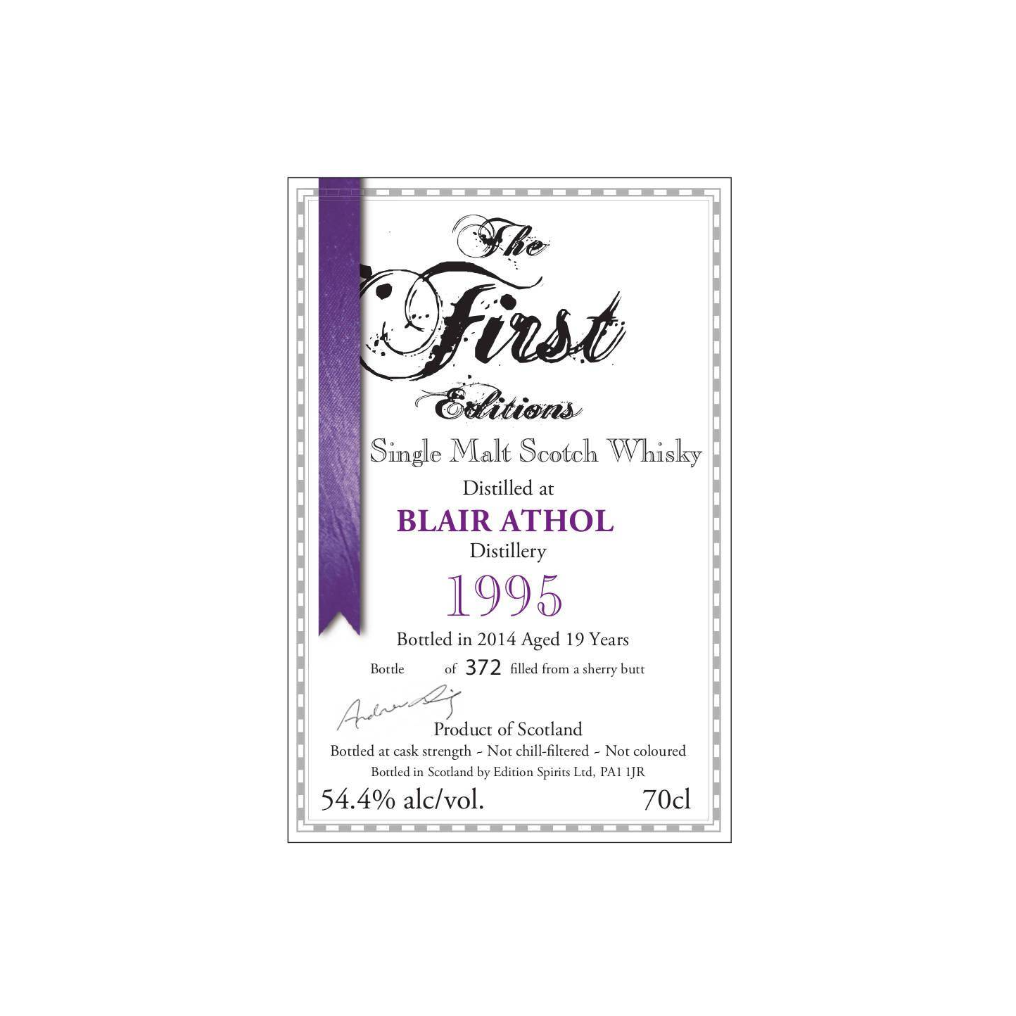 Blair Athol The First Editions 1995 19 Years Single Malt Whisky 2