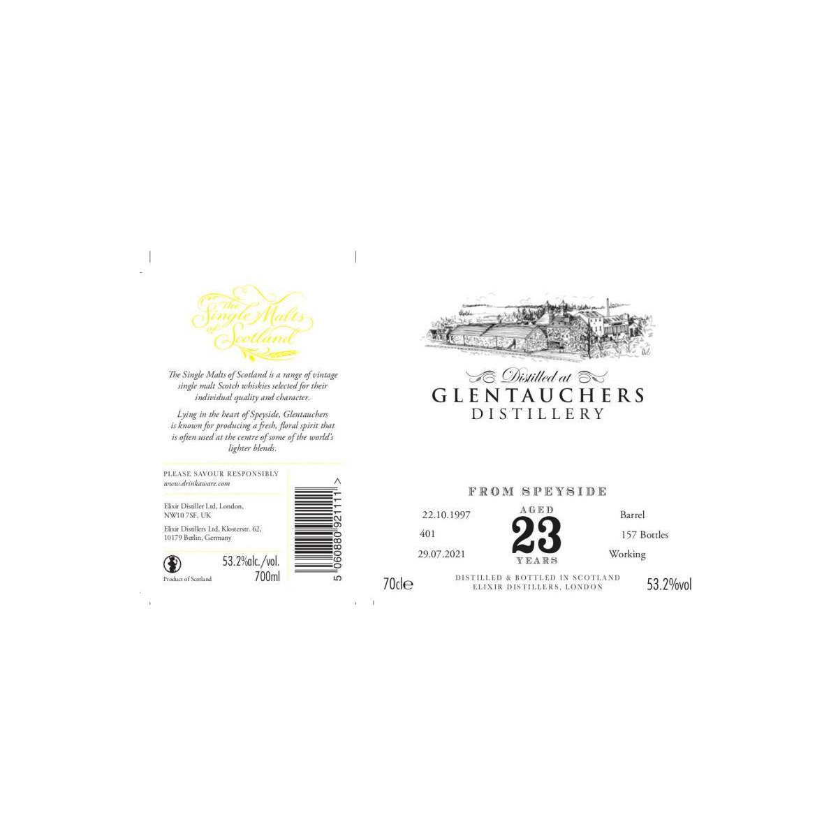 Glentauchers The Single Malts of Scotland 1997 23 Years Single Malt Whisky 2