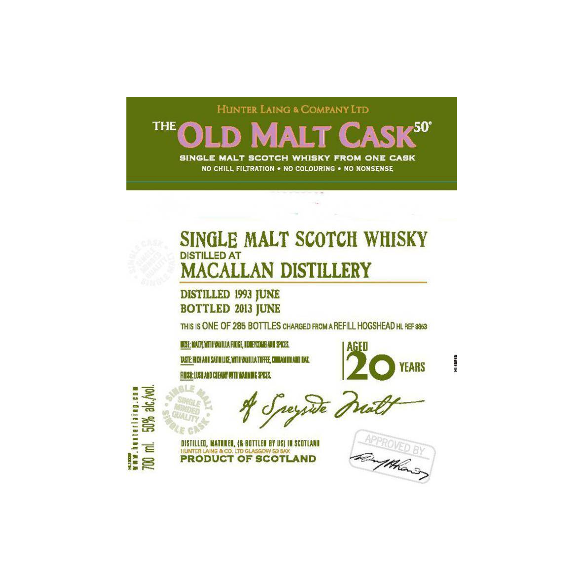 The Macallan Old Malt Cask 1993 20 Years Single Malt Whisky 2