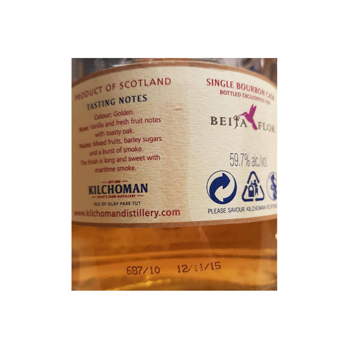 Kilchoman Single Cask 2010 5 Years Single Malt Whisky 2