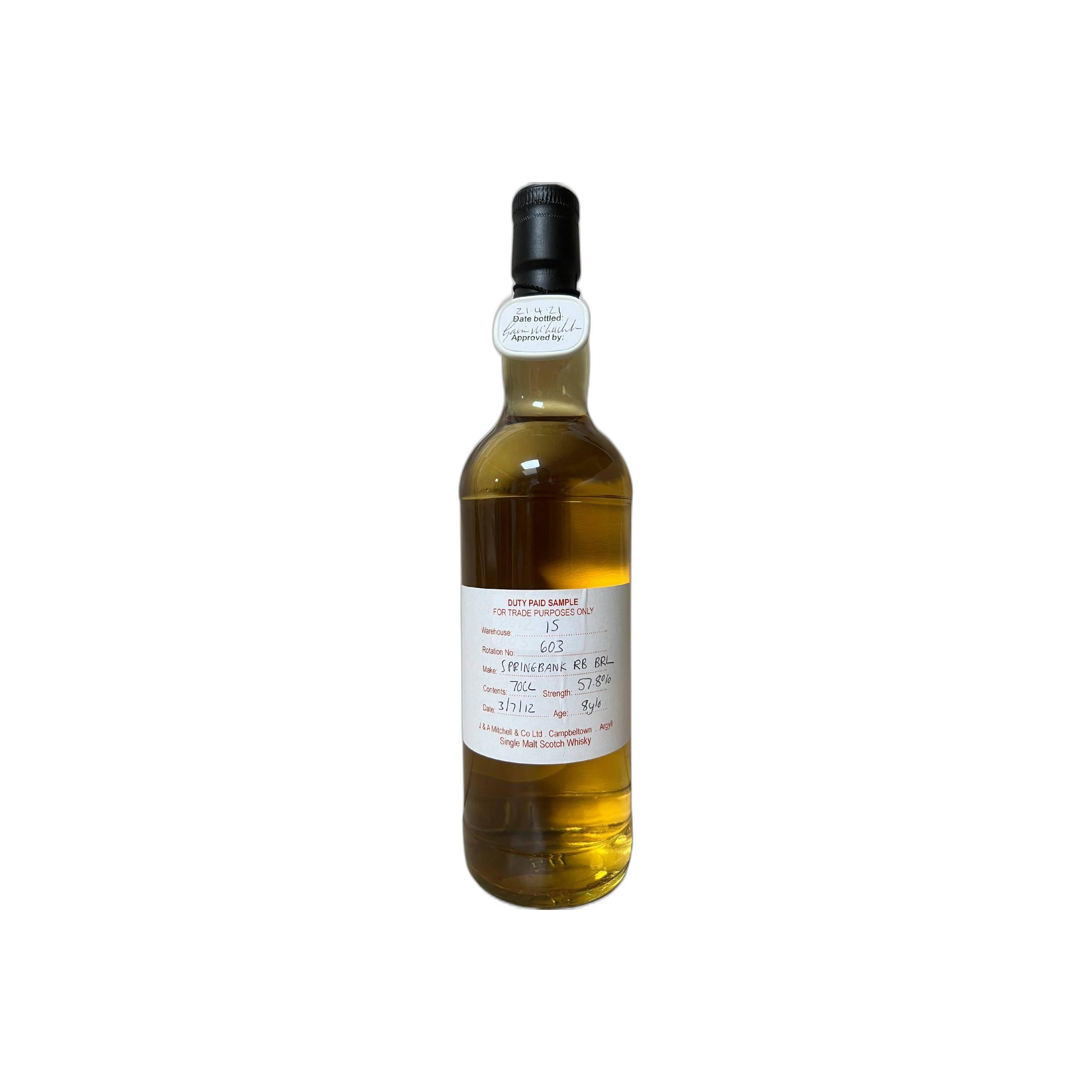 Springbank Duty Paid Sample - For Trade Purposes Only 2012 8 Years Single Malt Whisky
