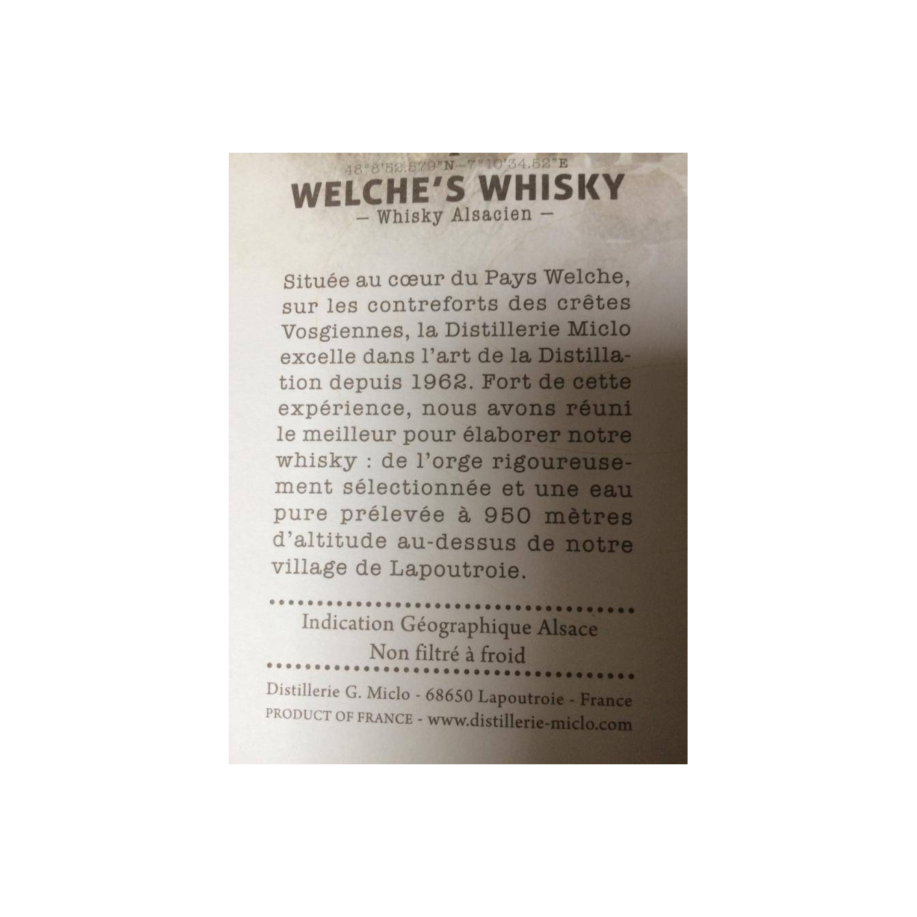 Welche's Whisky Single Malt - Tourbé 3