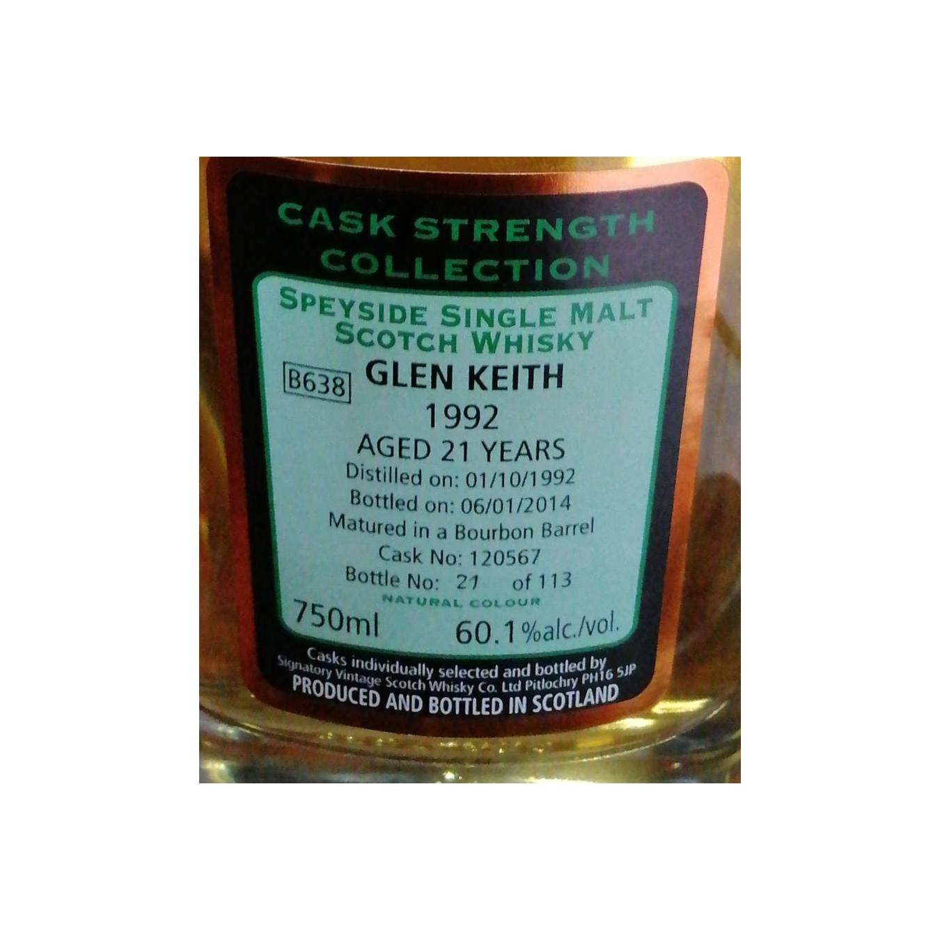 Glen Keith Cask Strength Collection 1992 21 Years Single Malt Whisky