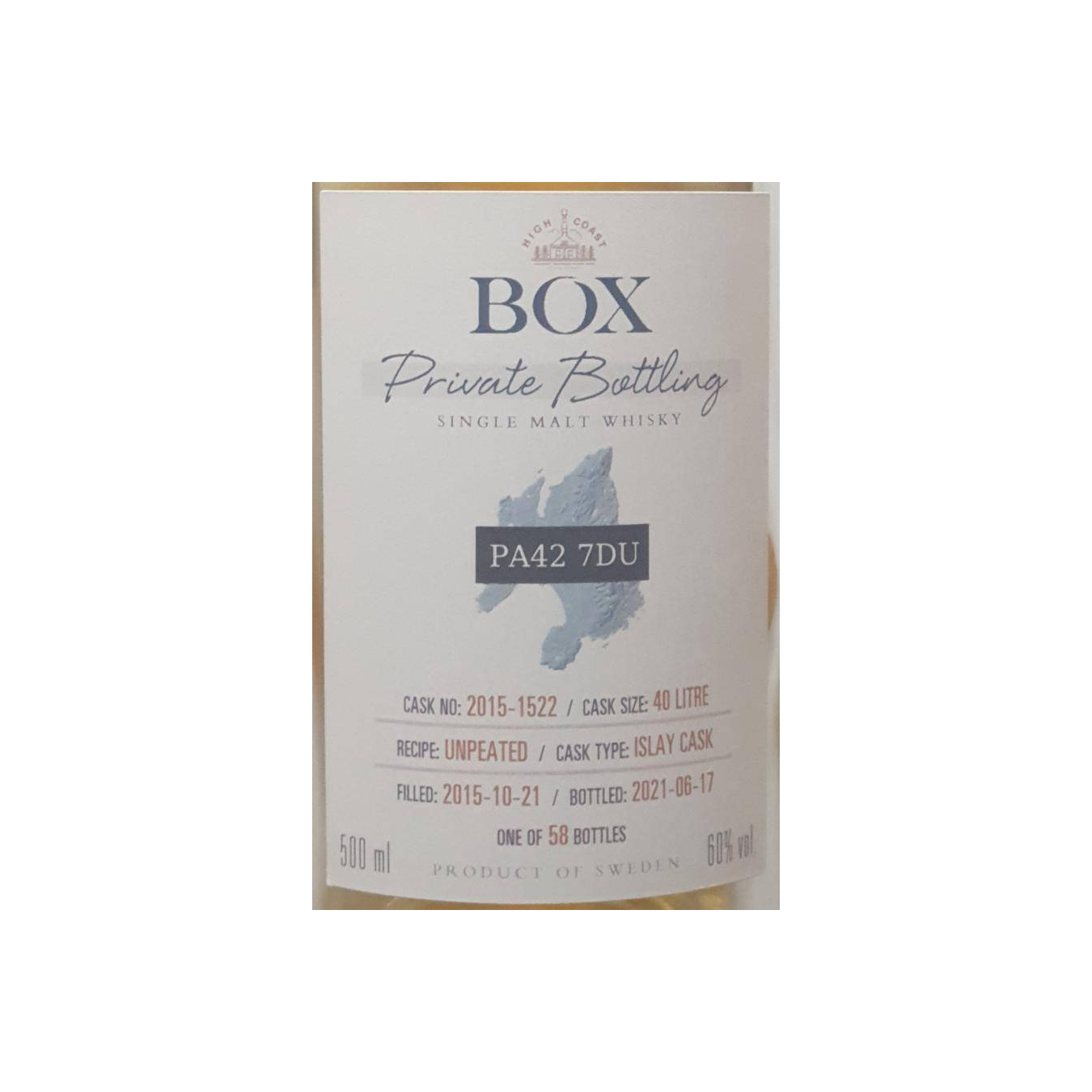 High Coast Private Bottling 2015 5 Years Single Malt Whisky