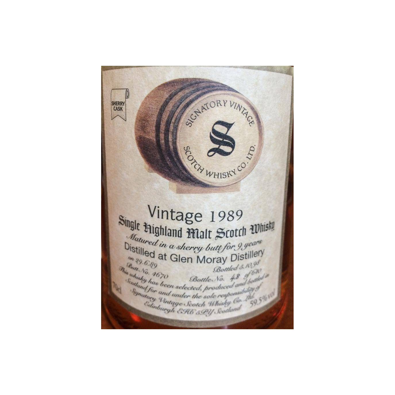 Glen Moray Vintage Collection - Dumpy 1989 9 Years Single Malt Whisky 2