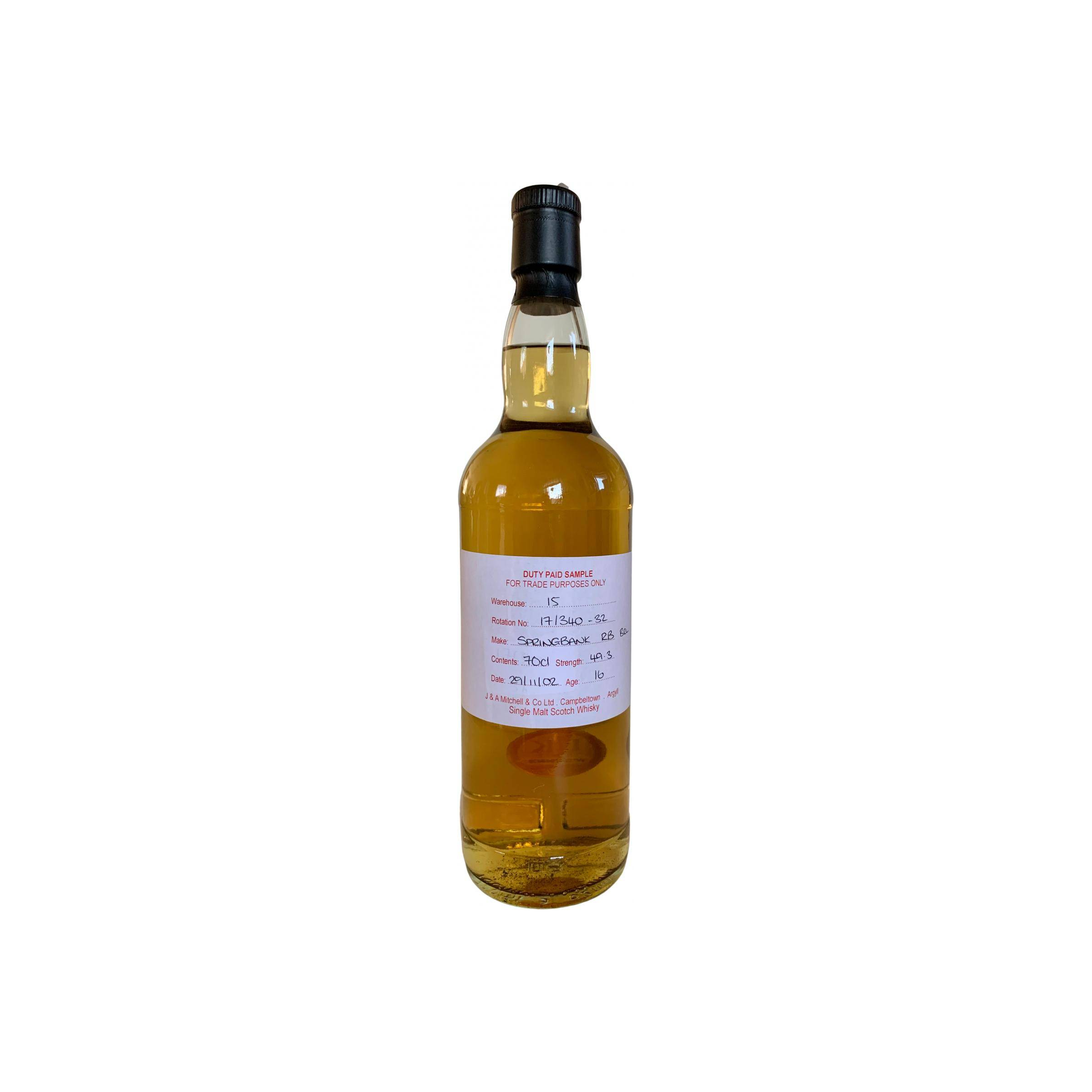 Springbank Duty Paid Sample - For Trade Purposes Only 2002 16 Years Single Malt Whisky