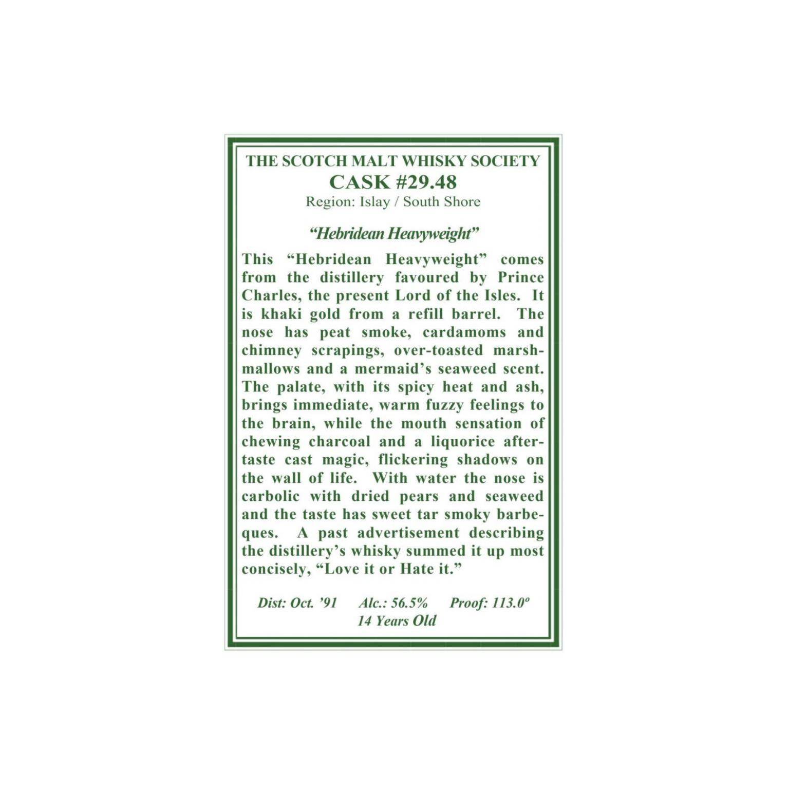 The Scotch Malt Whisky Society 1991 14 Years Single Malt Whisky