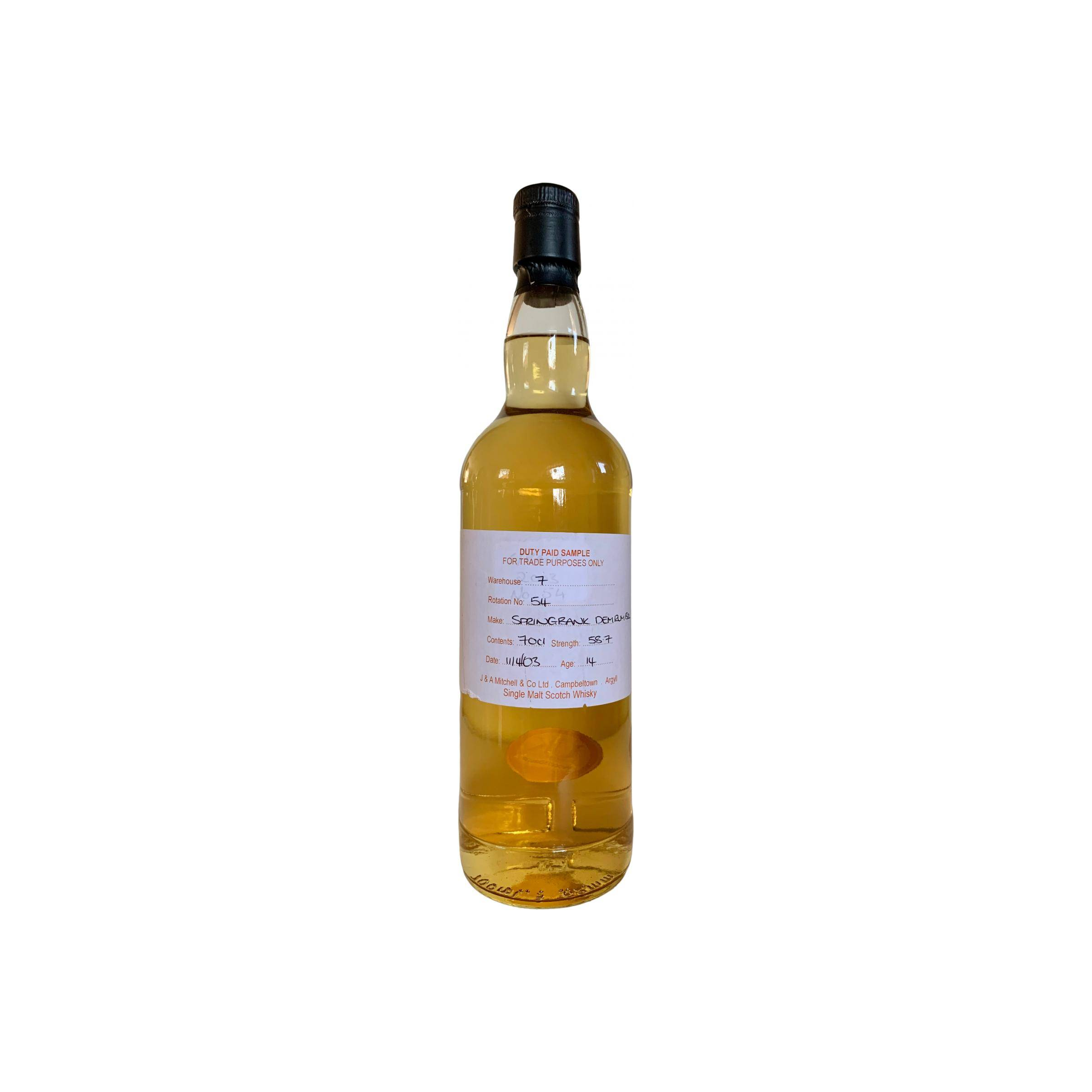 Springbank Duty Paid Sample - For Trade Purposes Only 2003 14 Years Single Malt Whisky