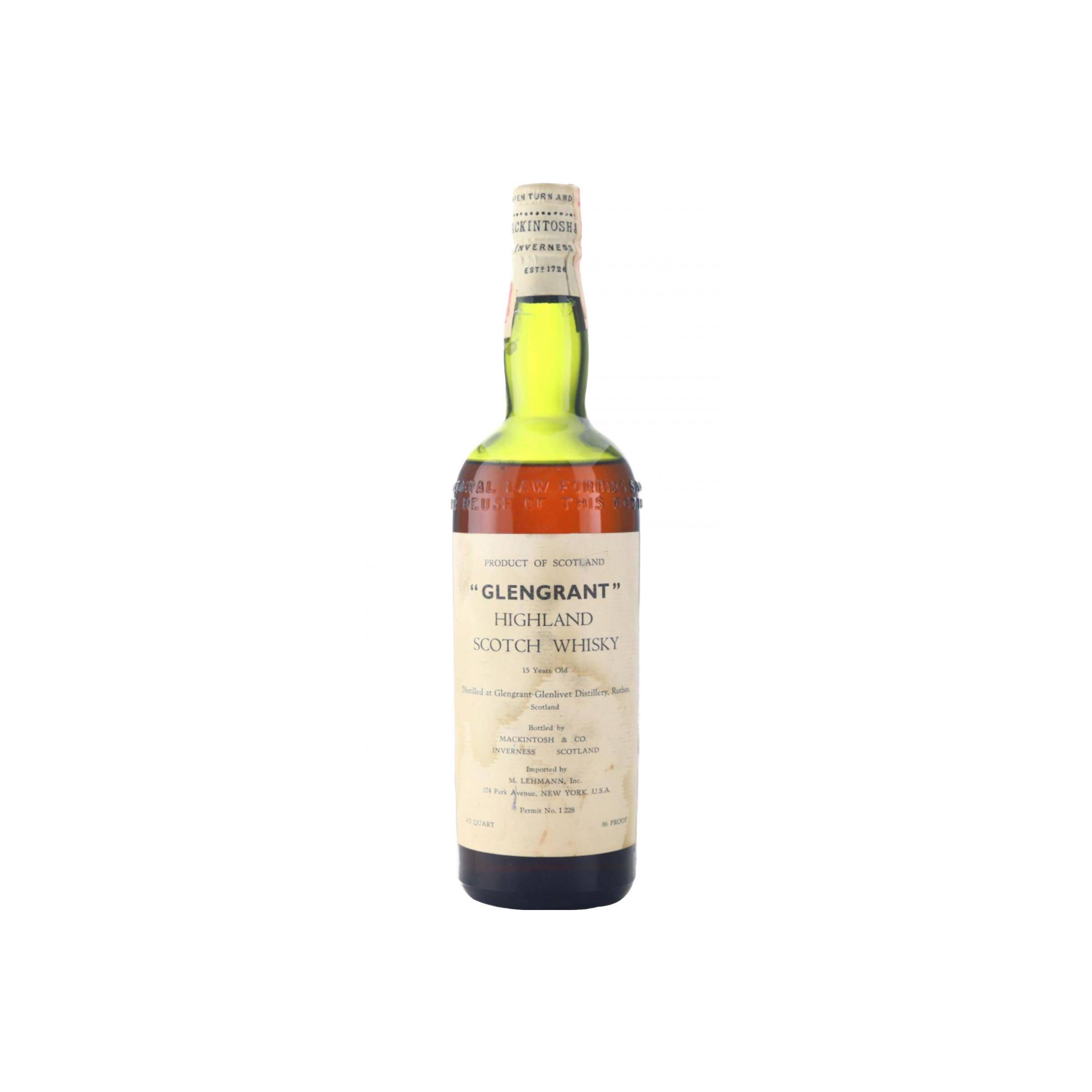 Glen Grant 15 Years Single Malt Whisky