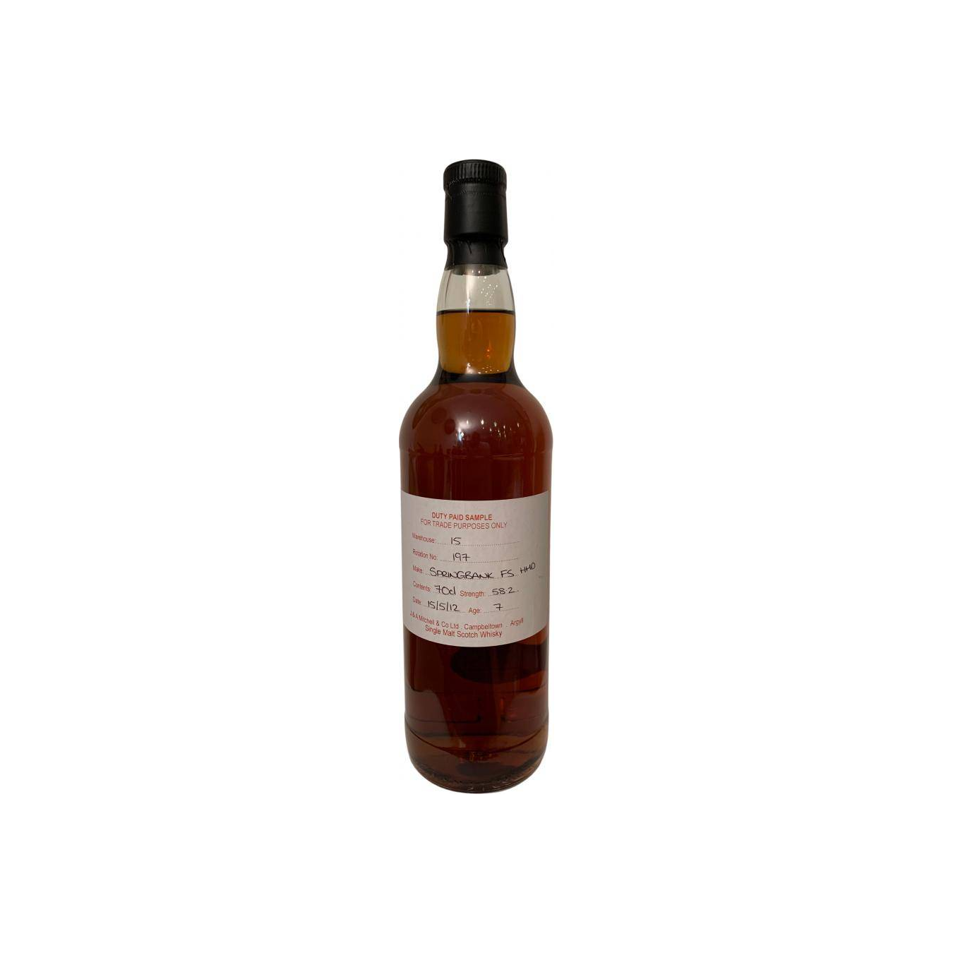 Springbank Duty Paid Sample - For Trade Purposes Only 2012 7 Years Single Malt Whisky