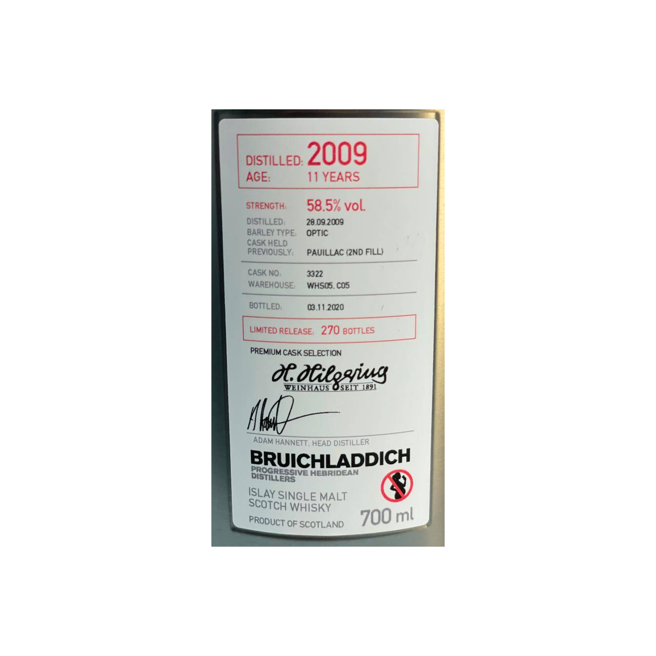 Bruichladdich 2009 11 Years Single Malt Whisky 3