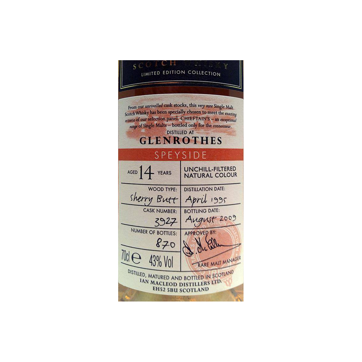 The Glenrothes 1995 14 Years Single Malt Whisky 3