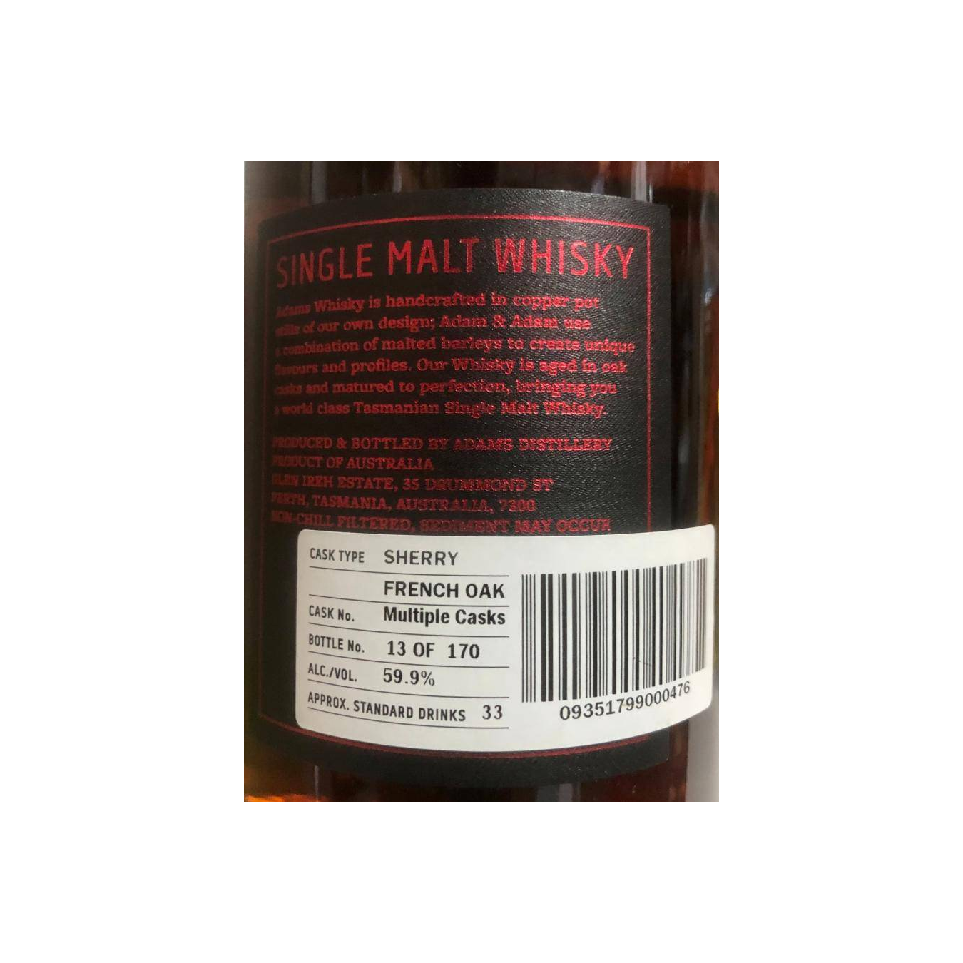Adams Tasmanian Single Malt Whisky 2