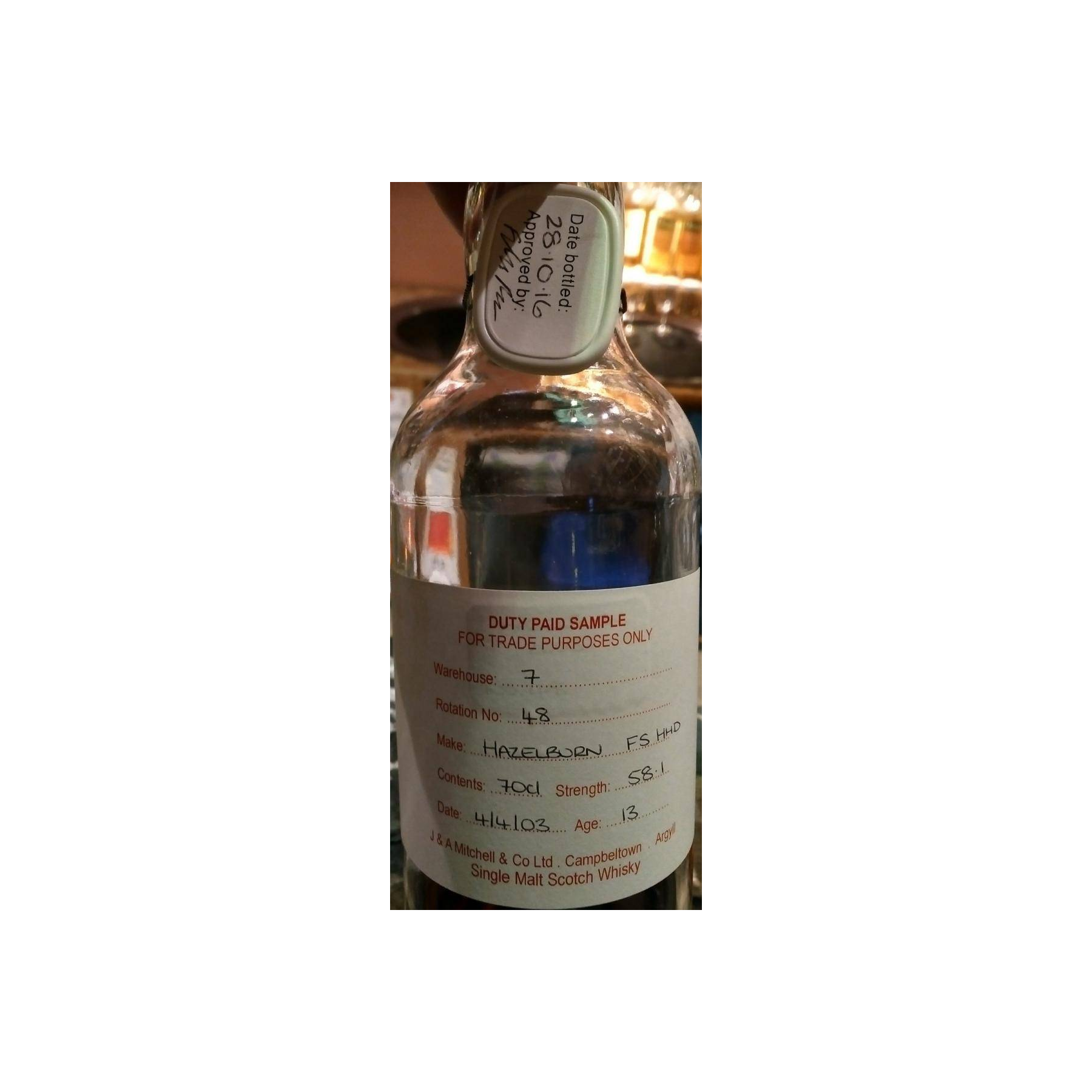 Hazelburn Duty Paid Sample - For Trade Purposes Only 2003 13 Years Single Malt Whisky
