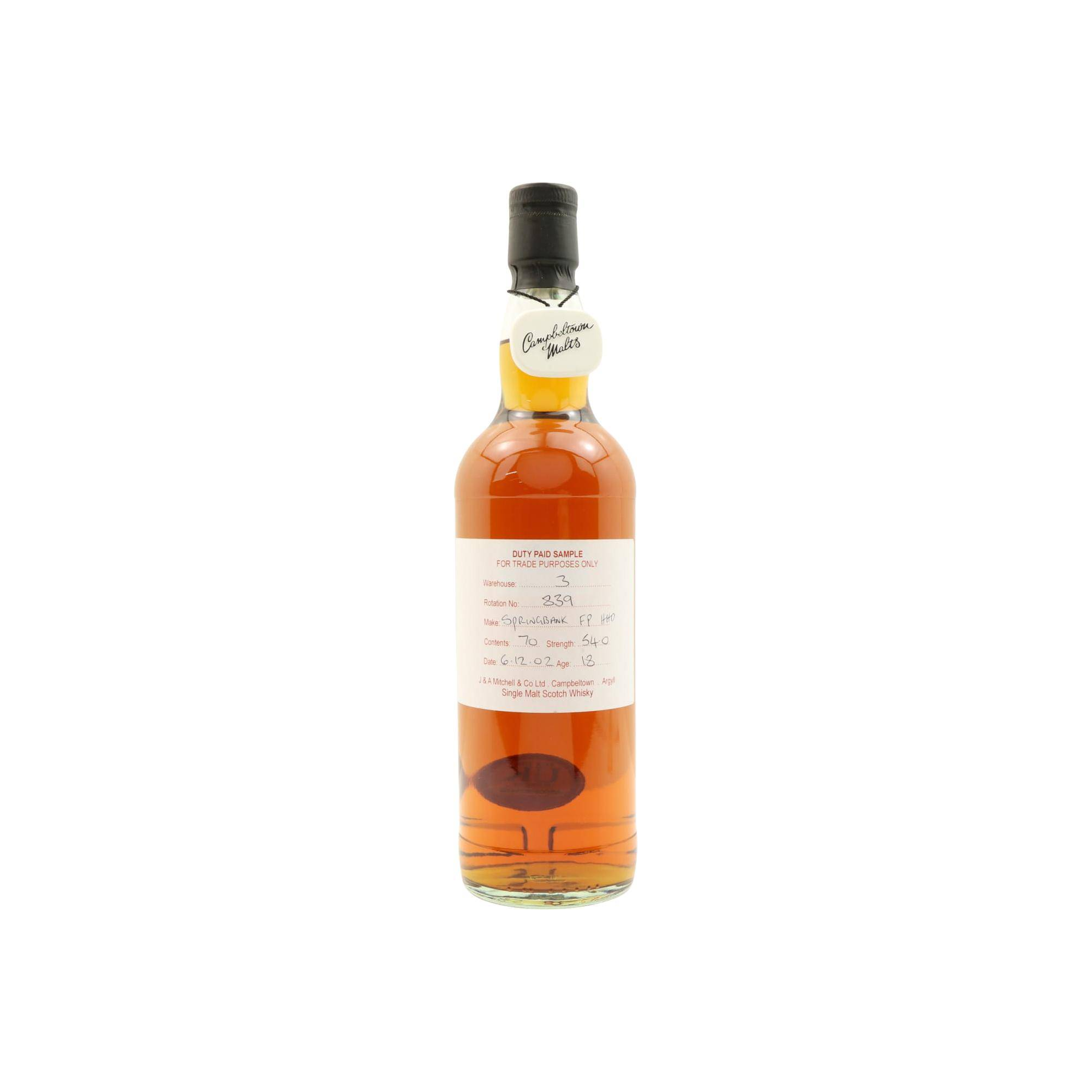 Springbank Duty Paid Sample - For Trade Purposes Only 2002 18 Years Single Malt Whisky