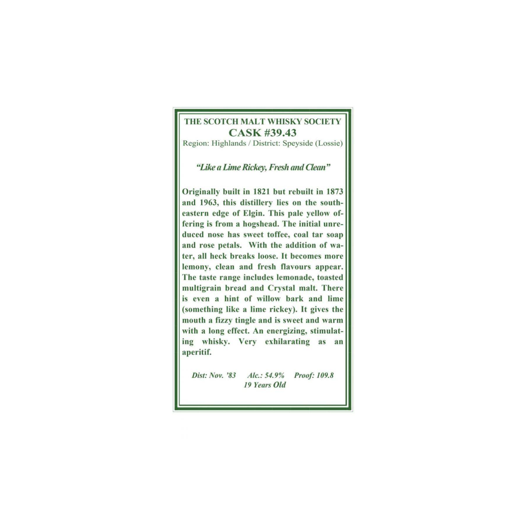 The Scotch Malt Whisky Society 1983 19 Years Single Malt Whisky