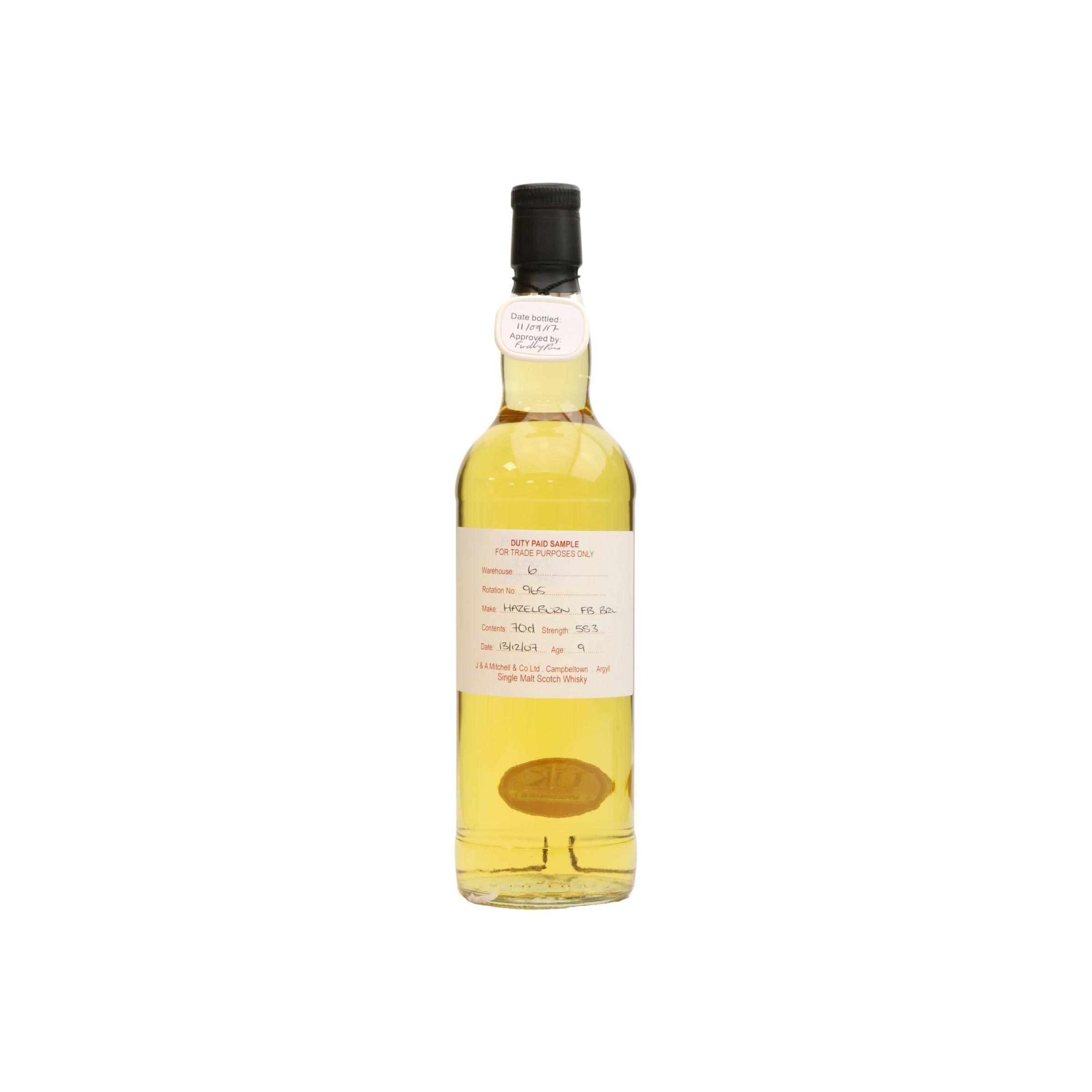 Hazelburn Duty Paid Sample - For Trade Purposes Only 2007 9 Years Single Malt Whisky