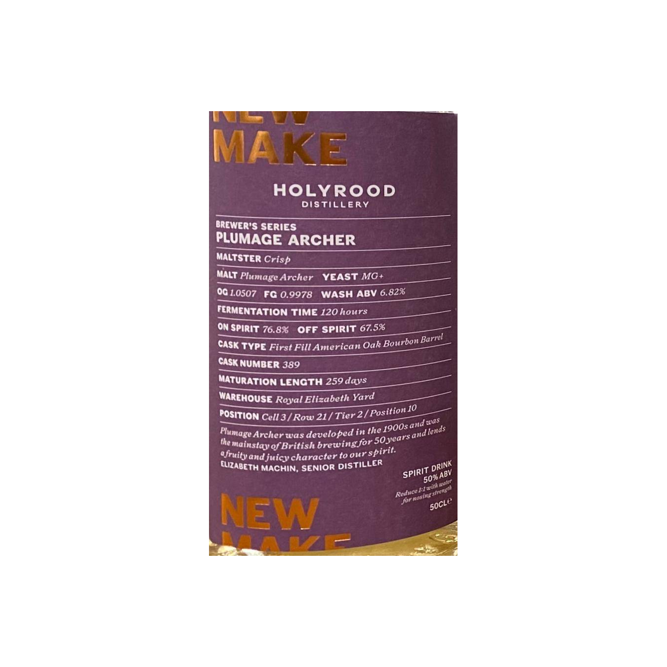 Holyrood Spirit Merchants Plumage Archer - New Make 2