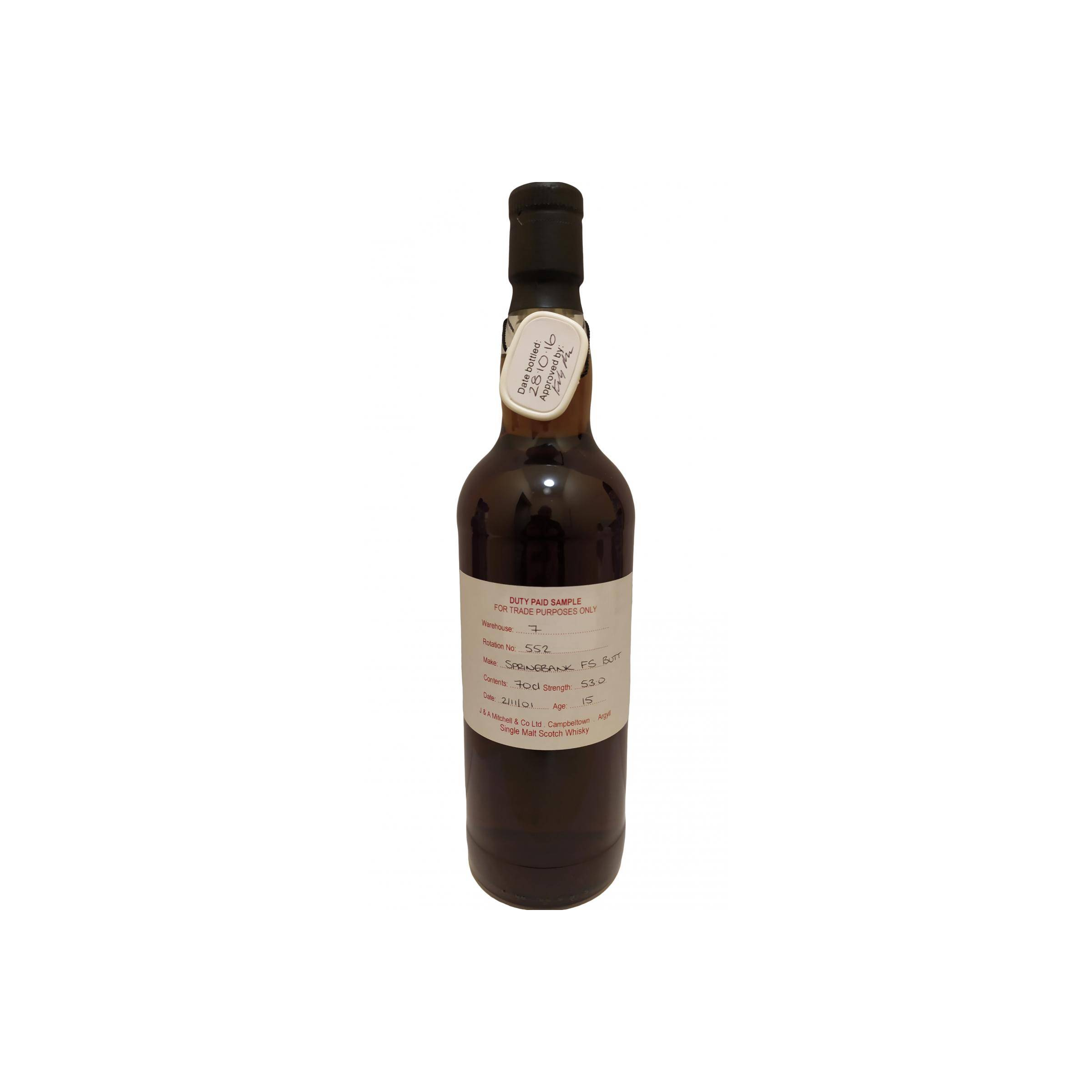 Springbank Duty Paid Sample - For Trade Purposes Only 2001 15 Years Single Malt Whisky