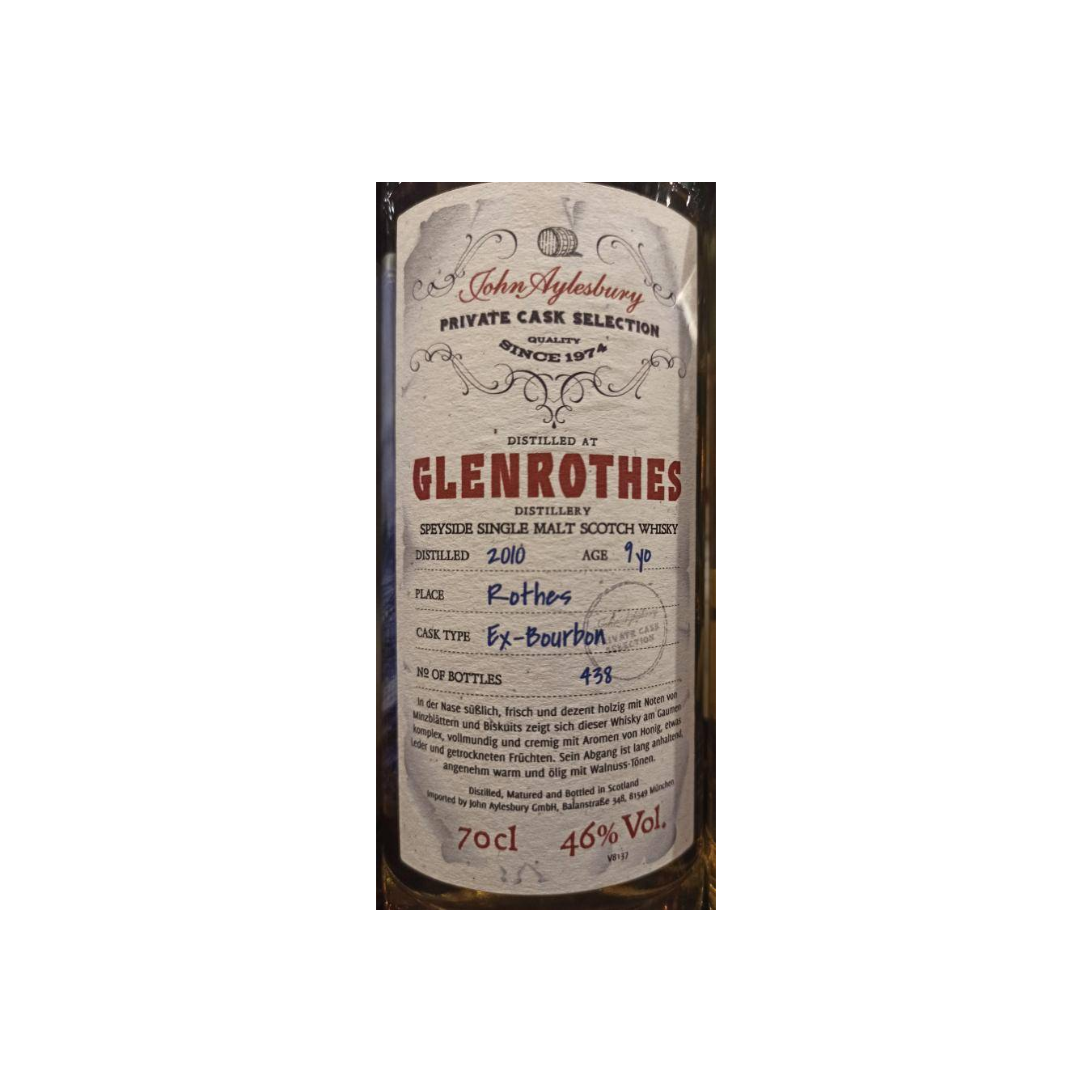 The Glenrothes 2010 9 Years Single Malt Whisky
