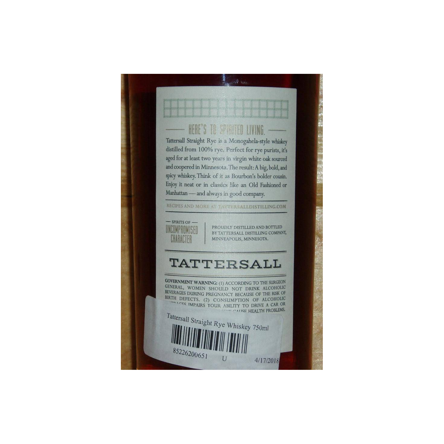 Tattersall Straight Rye Whiskey 2
