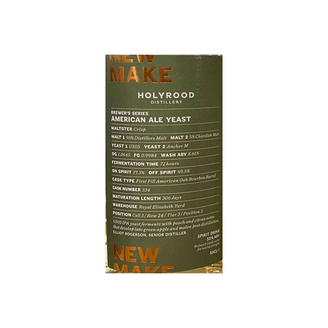 Holyrood Spirit Merchants American Ale Yeast - New Make 2