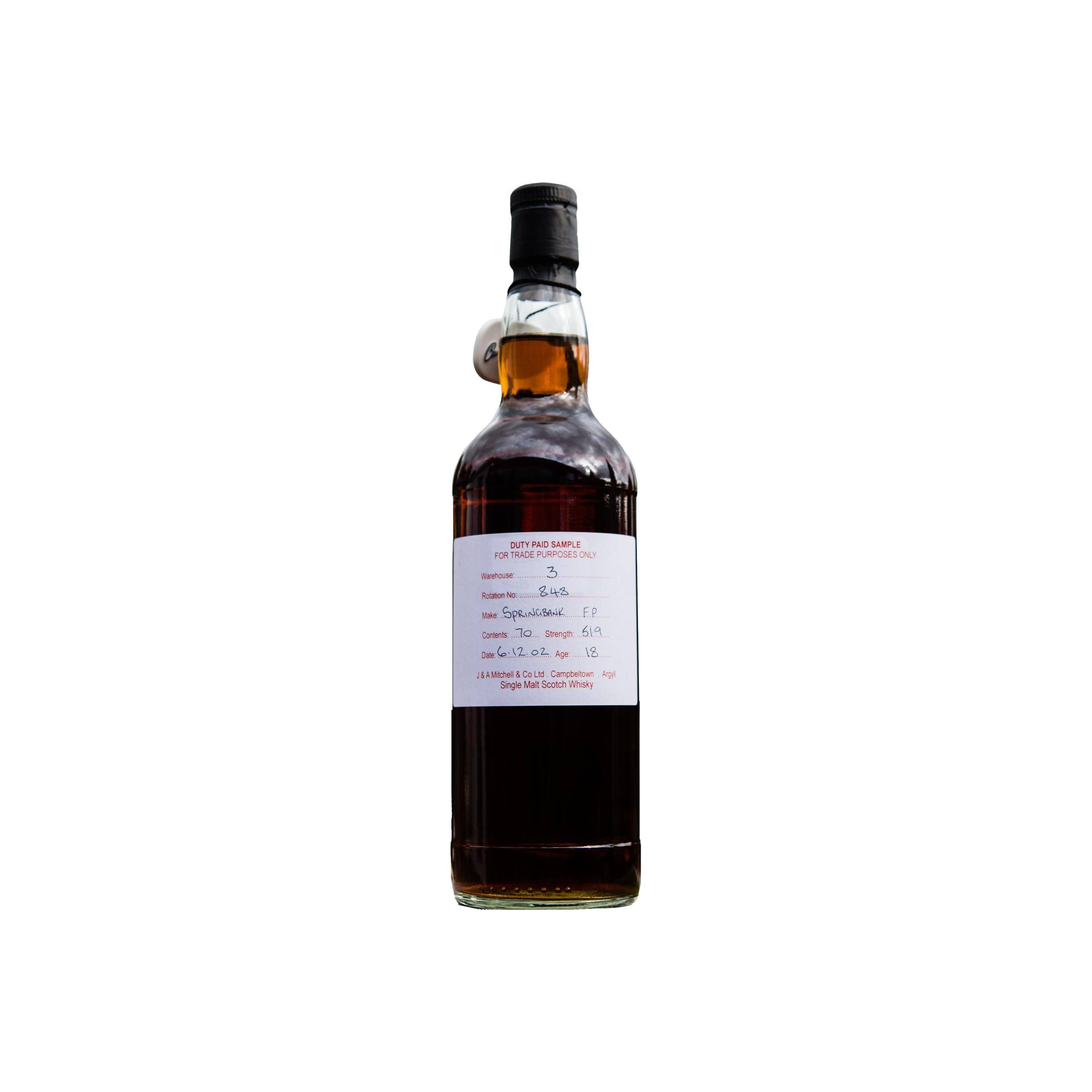 Springbank Duty Paid Sample - For Trade Purposes Only 2002 18 Years Single Malt Whisky