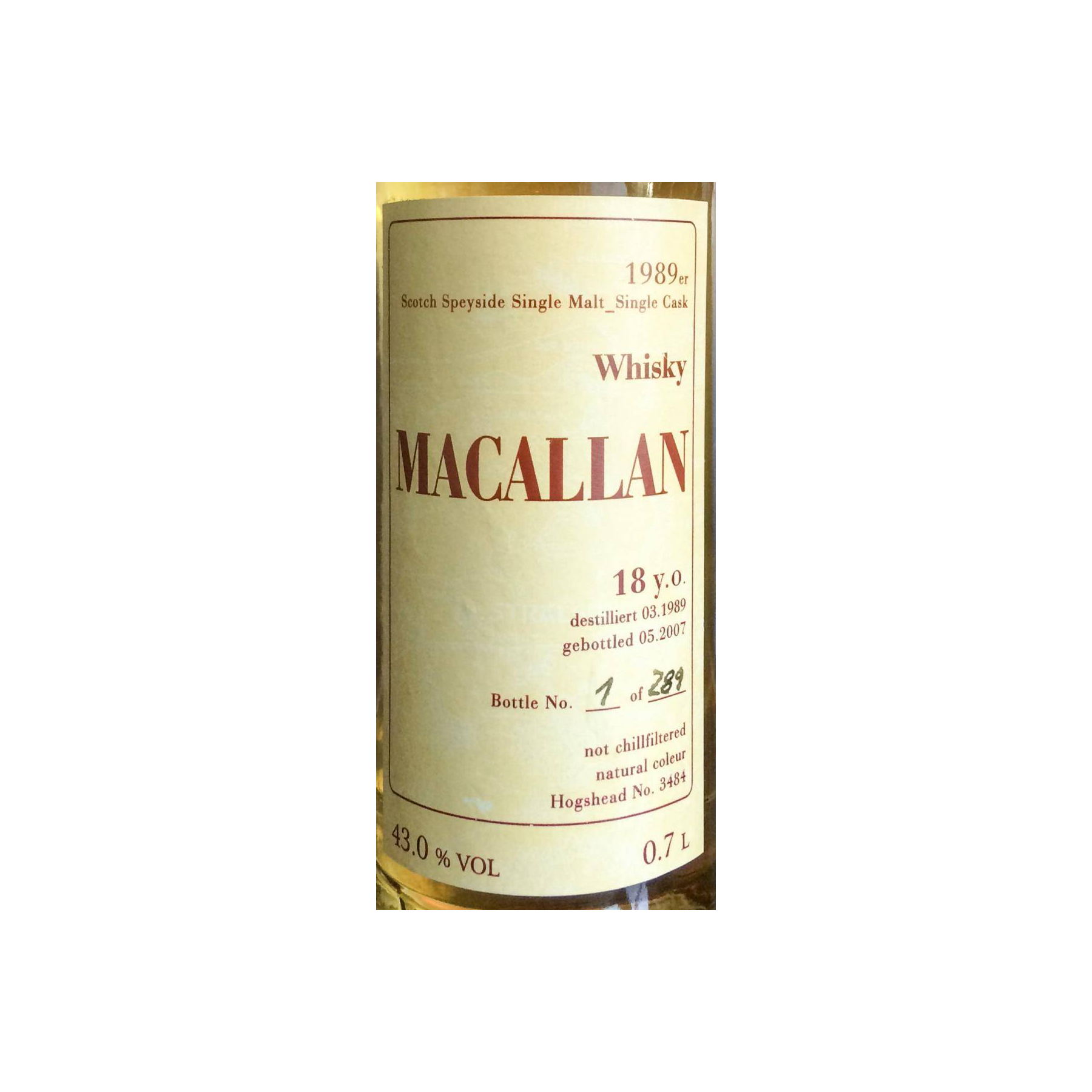 The Macallan 1989 18 Years Single Malt Whisky
