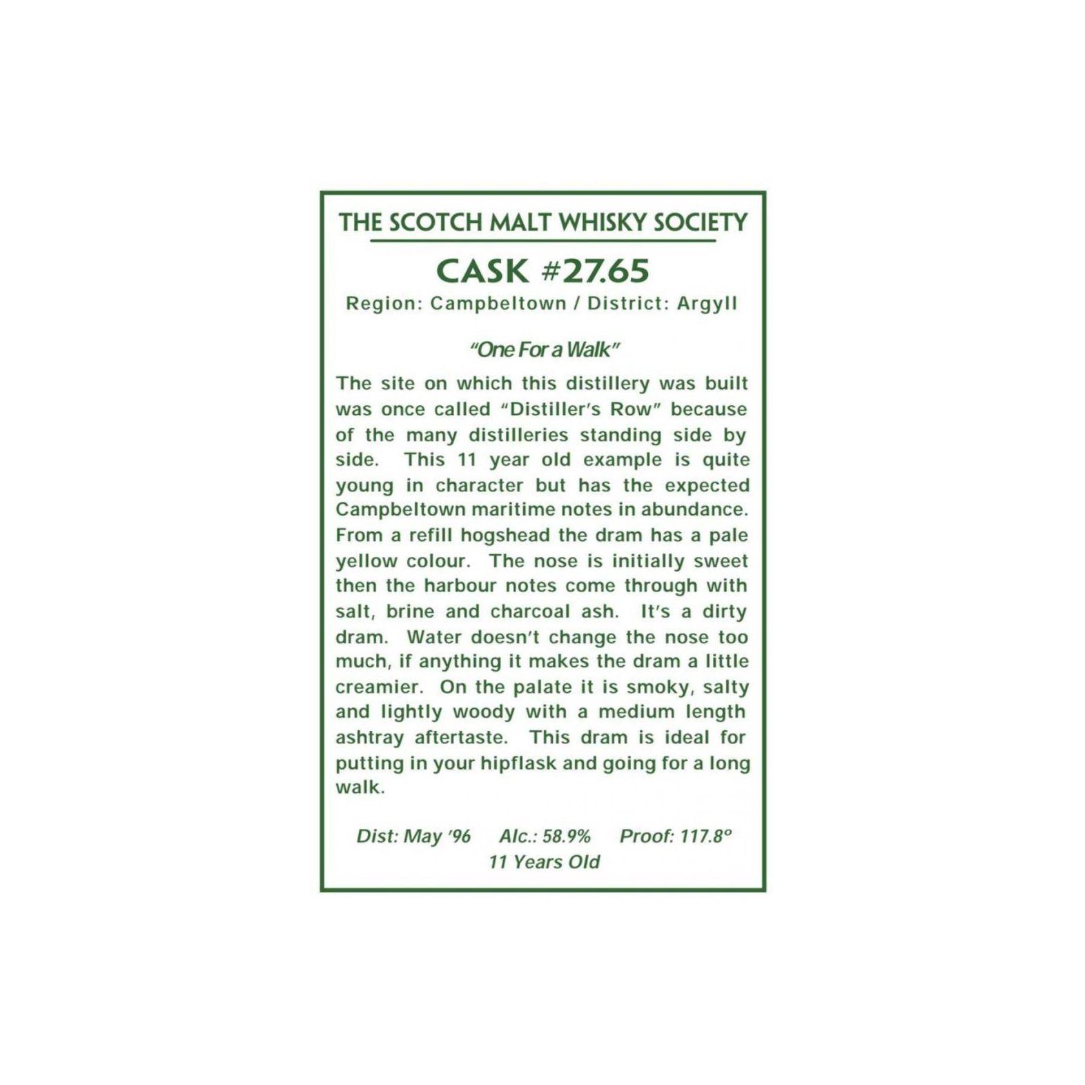 The Scotch Malt Whisky Society 1996 11 Years Single Malt Whisky