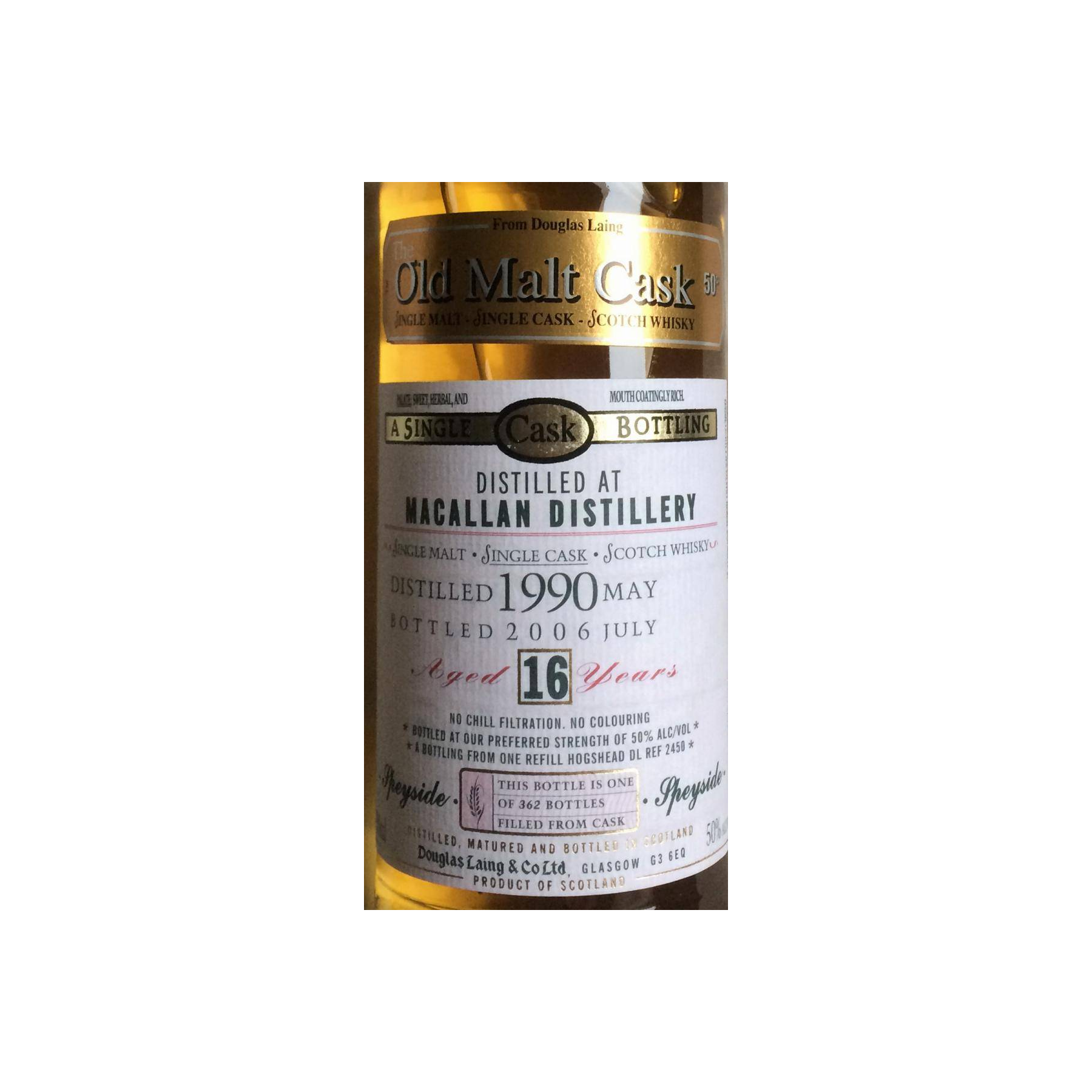 The Macallan Old Malt Cask 1990 16 Years Single Malt Whisky