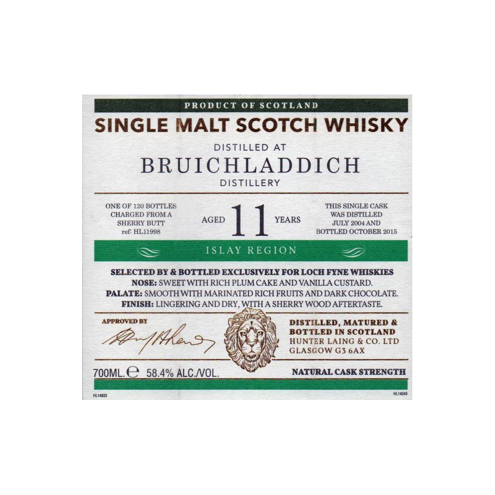 Bruichladdich Old Malt Cask 2004 11 Years Single Malt Whisky 2