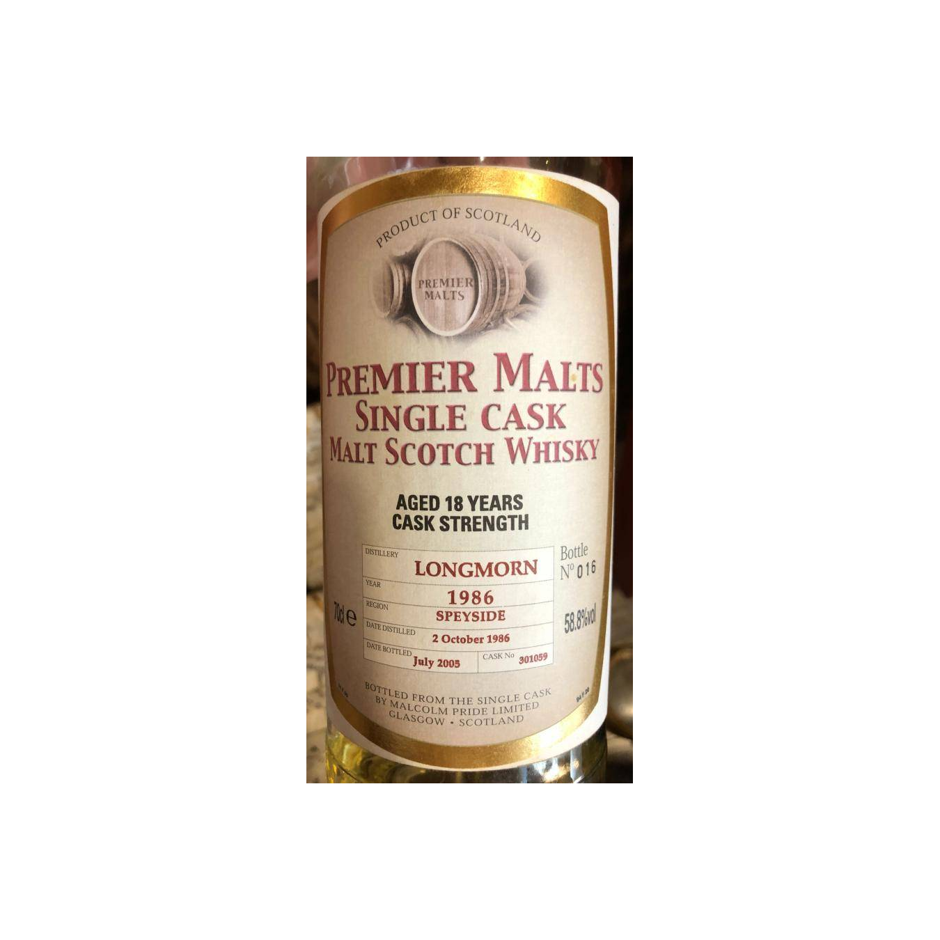 Longmorn 1986 18 Years Single Malt Whisky
