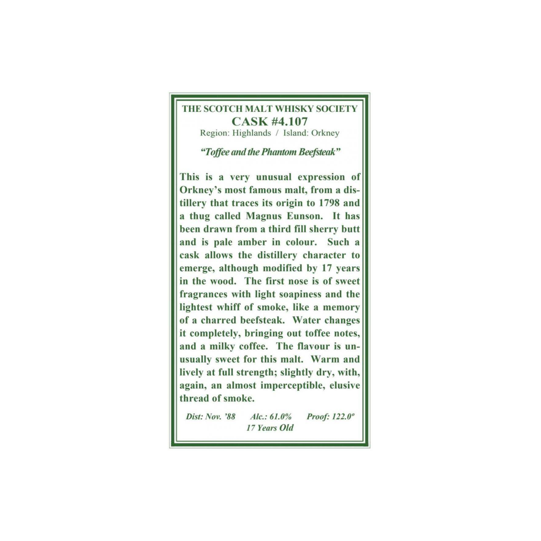 The Scotch Malt Whisky Society 1988 17 Years Single Malt Whisky