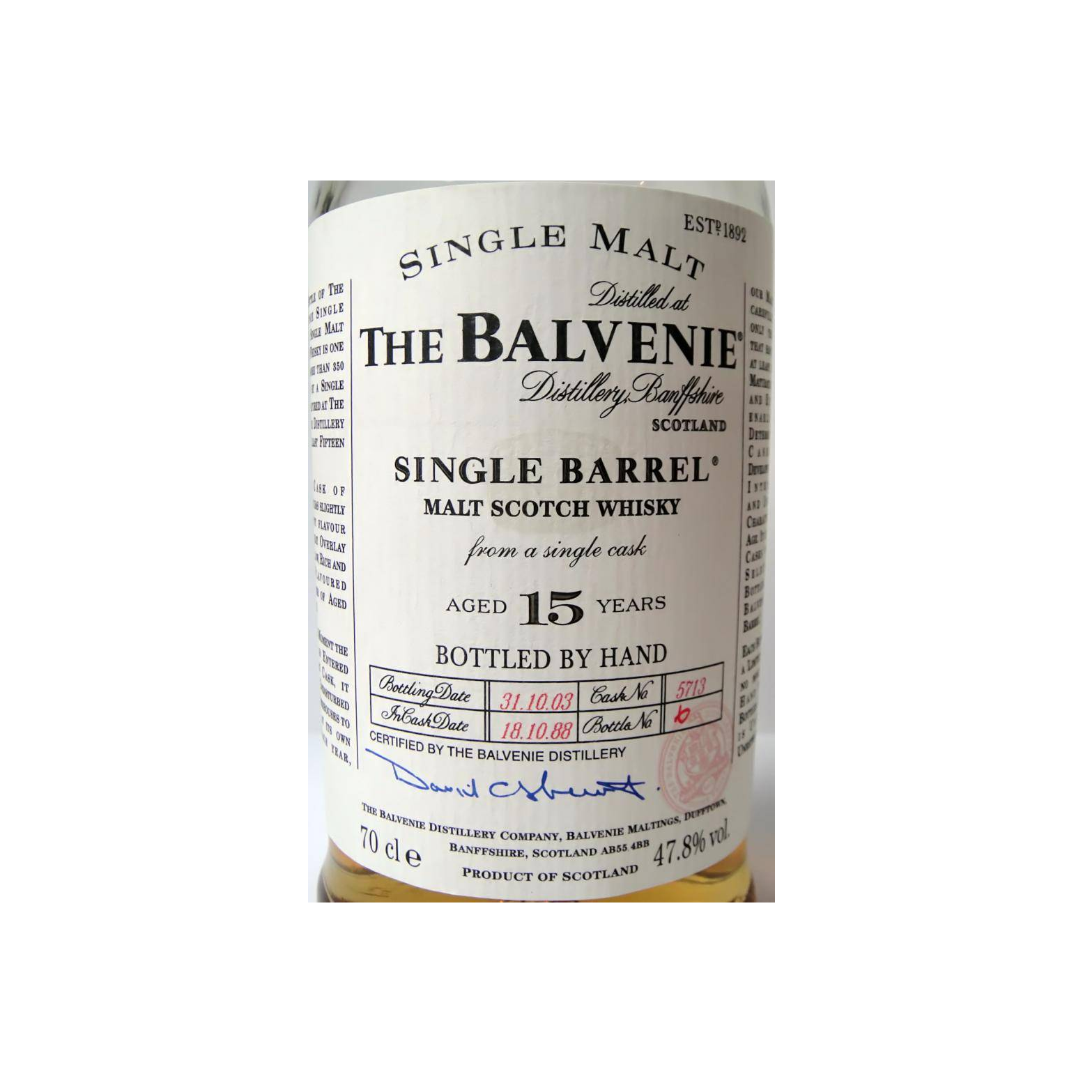 The Balvenie Single Cask 1988 15 Years Single Malt Whisky