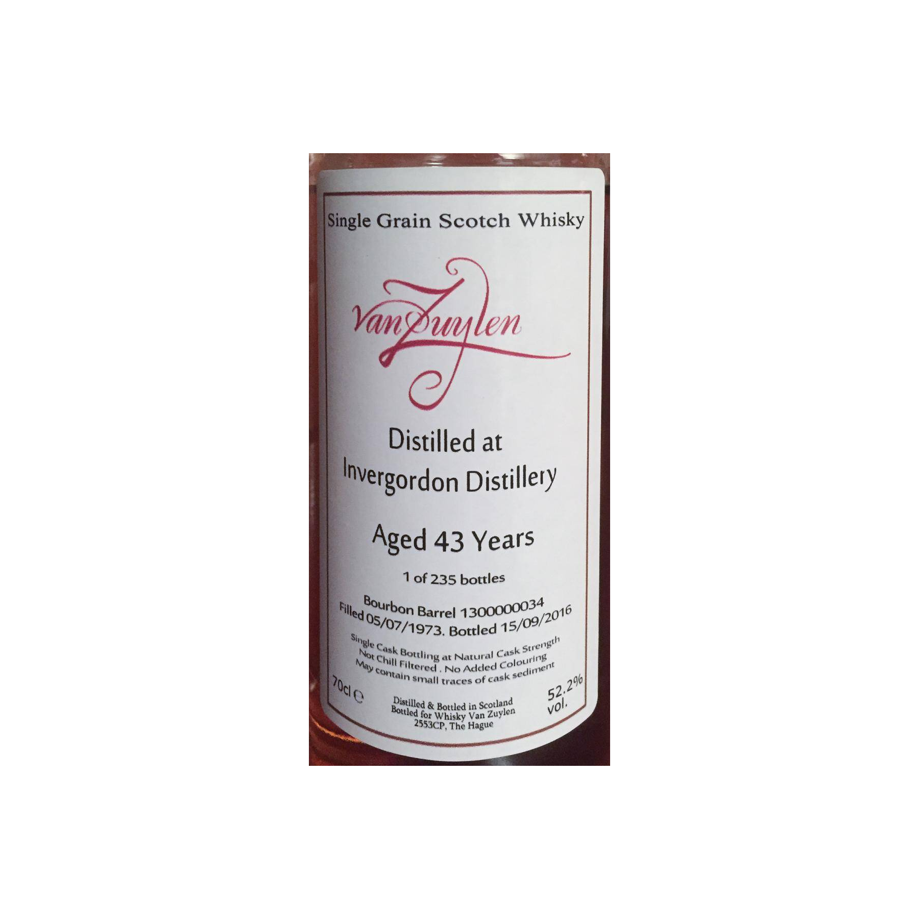 Invergordon 1973 43 Years Single Grain Whisky