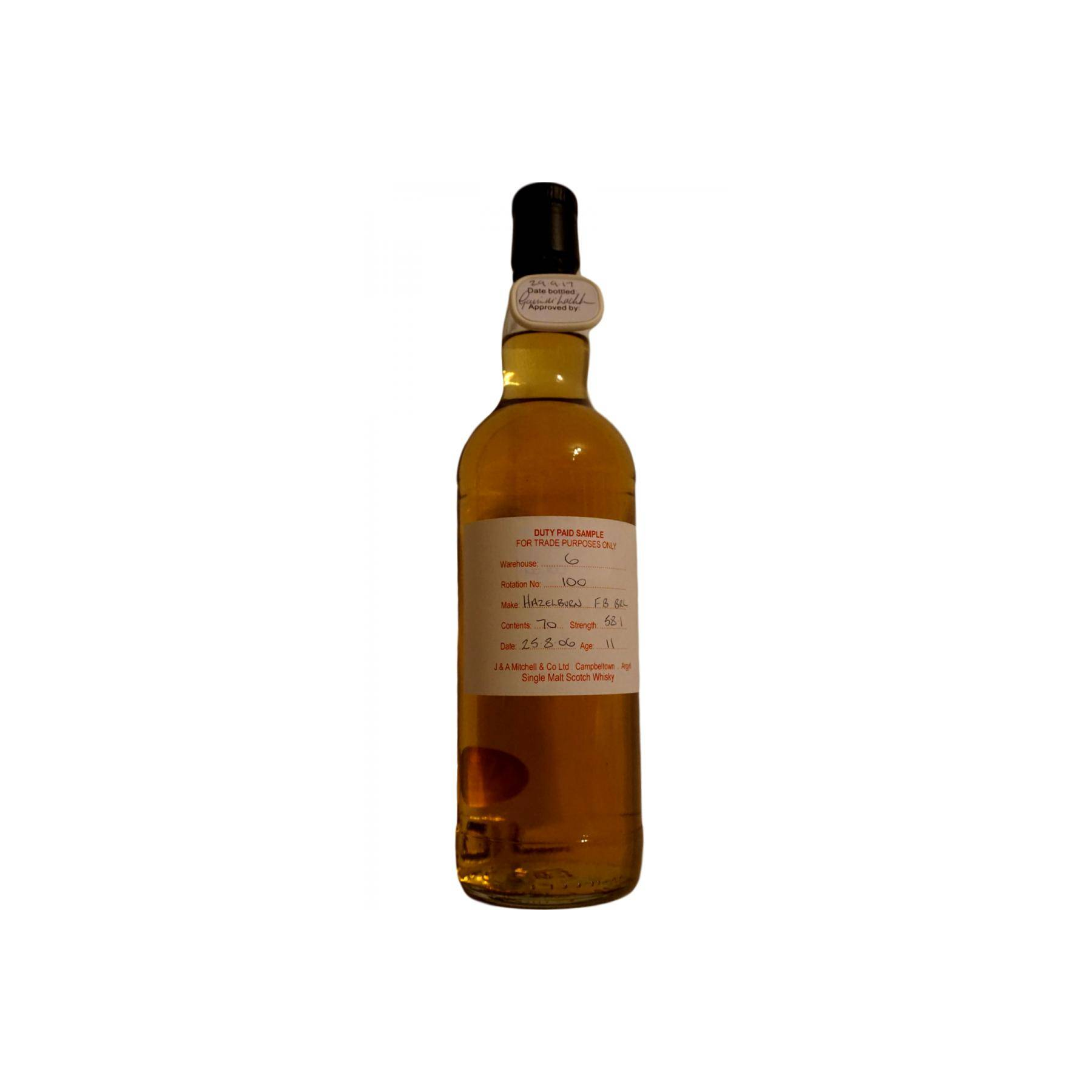 Hazelburn Duty Paid Sample - For Trade Purposes Only 2006 11 Years Single Malt Whisky