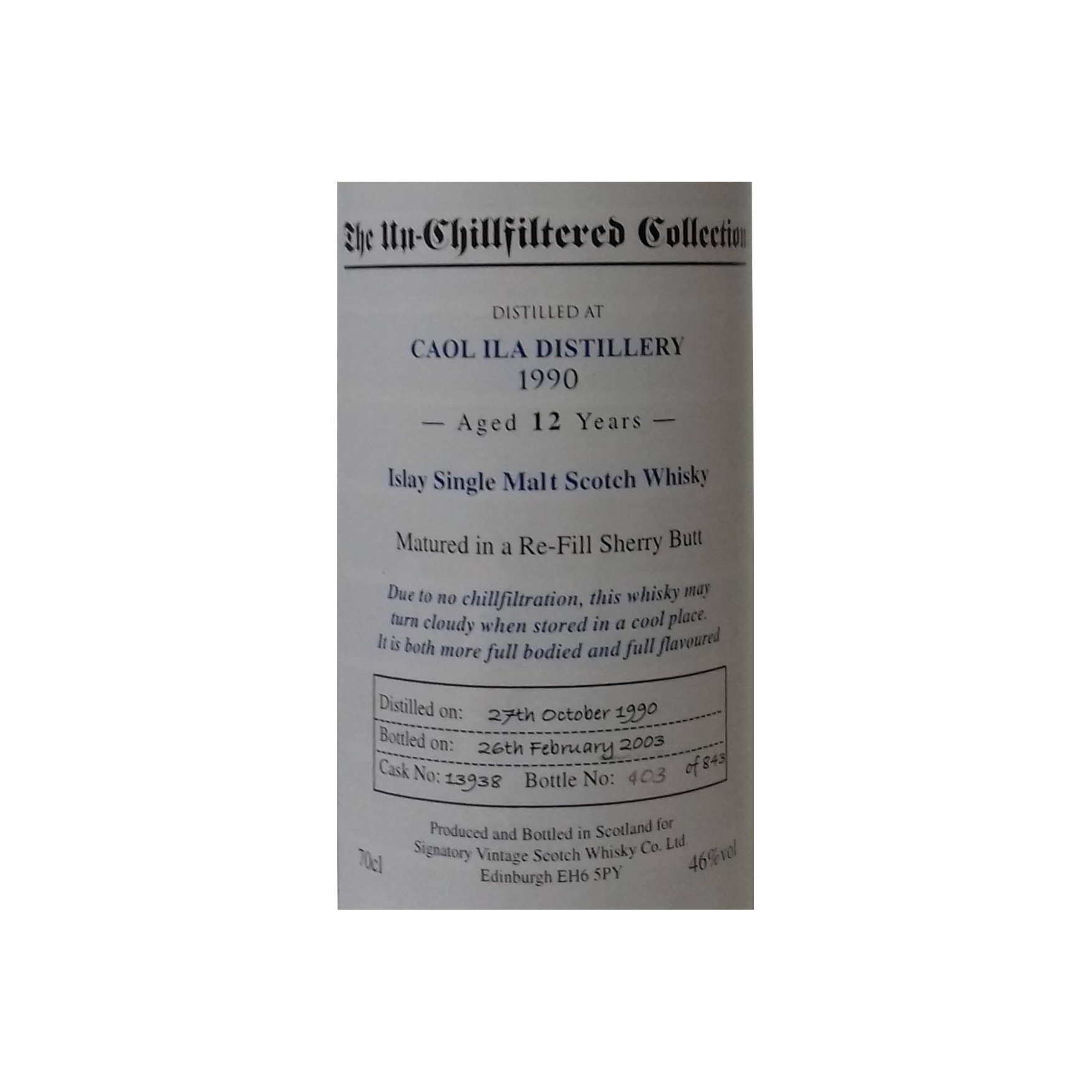 Caol Ila The Un-Chillfiltered Collection 1990 12 Years Single Malt Whisky 2