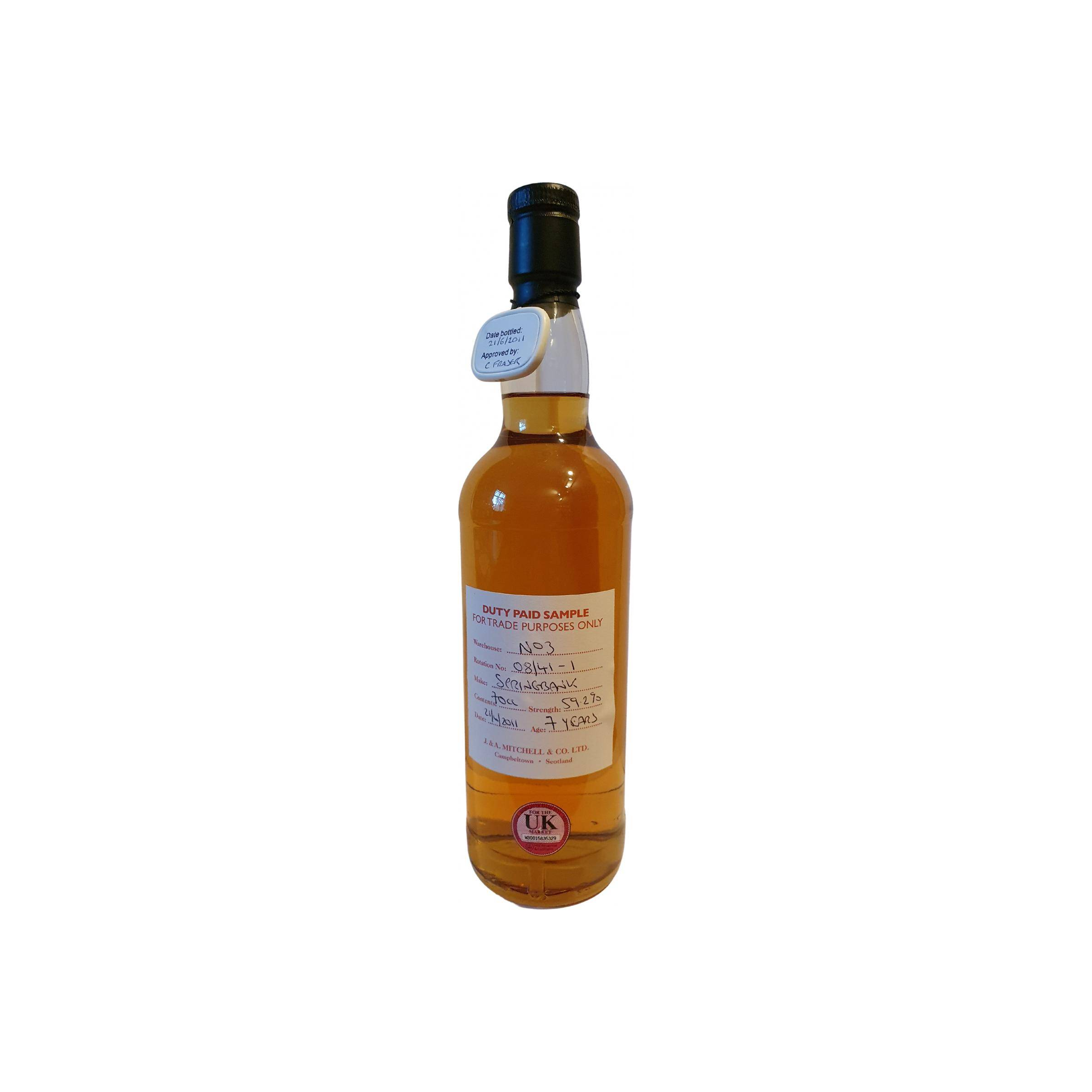 Springbank Duty Paid Sample - For Trade Purposes Only 7 Years Single Malt Whisky