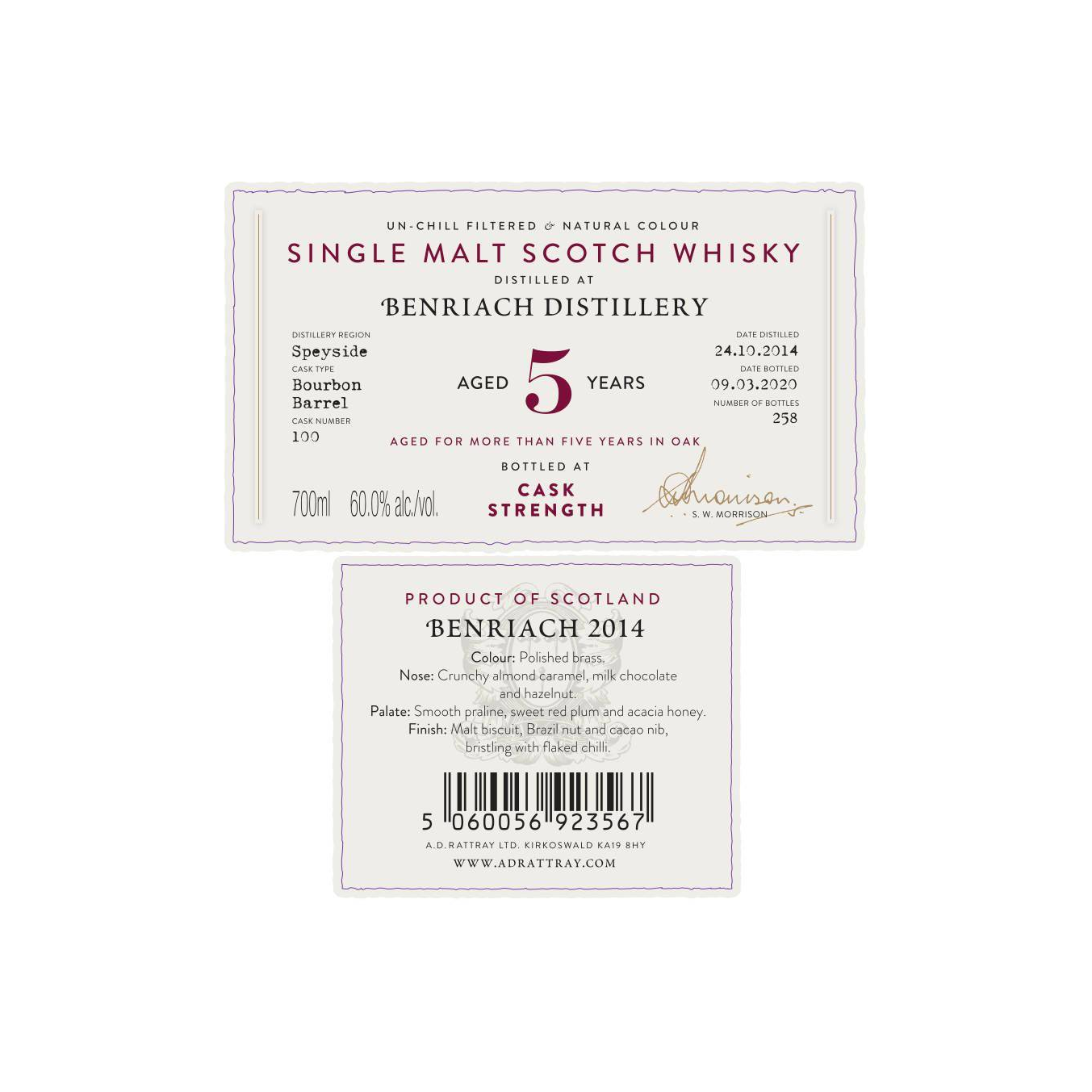 BenRiach Individual Cask Bottling 2014 5 Years Single Malt Whisky