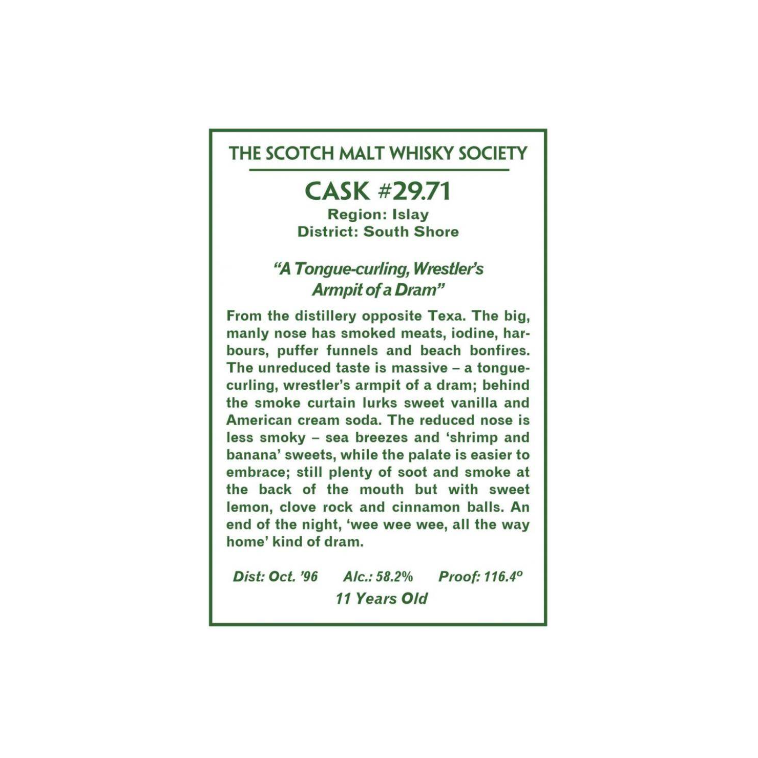 The Scotch Malt Whisky Society 1996 11 Years Single Malt Whisky