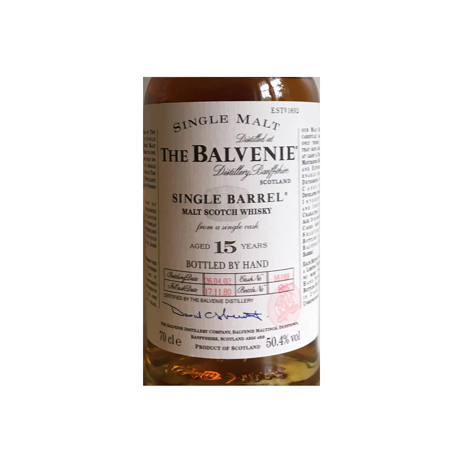 The Balvenie Single Cask 1980 15 Years Single Malt Whisky